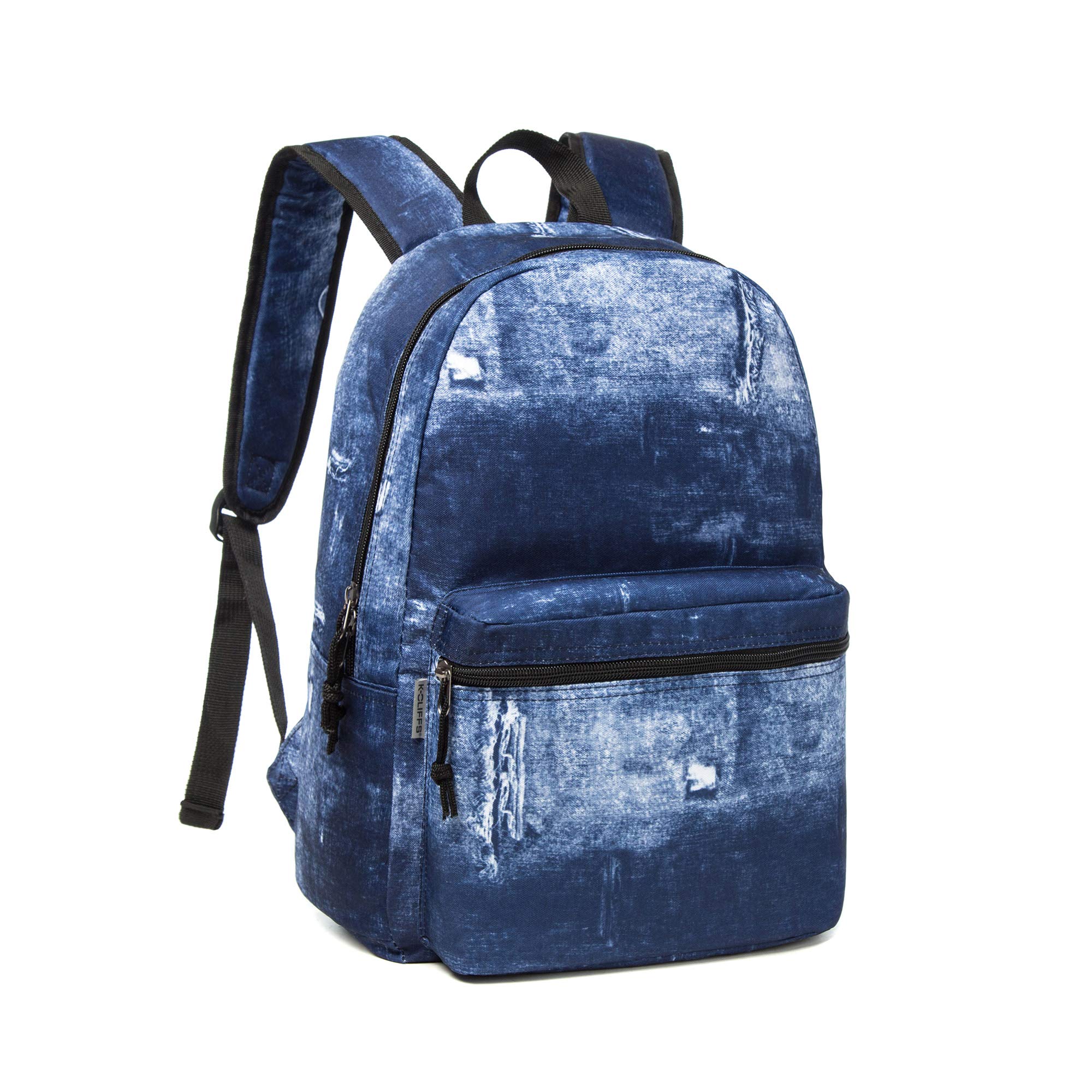 iHIM Printed Backpack Simple Pattern Bookbag Classic Travel Daypack for laptop & Tablet Navy Blue Jean