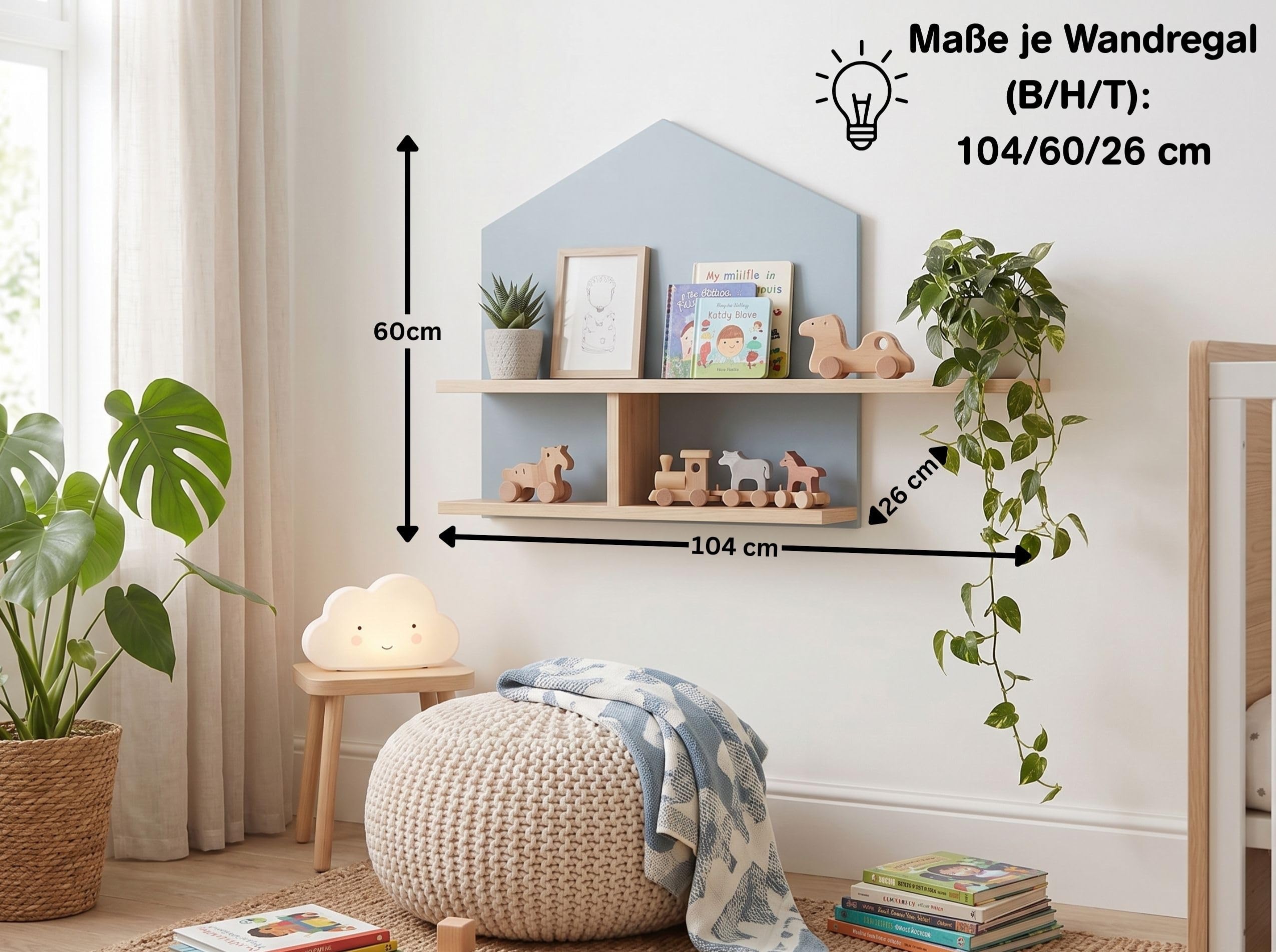 Roofy Babyzimmer Set 6-TLG – inkl. Babybett (umbaubar), Wickelkommode & Kleiderschrank – Made in Germany, Soft-Close – Skandi-Look in Salbei/Nagano Eiche
