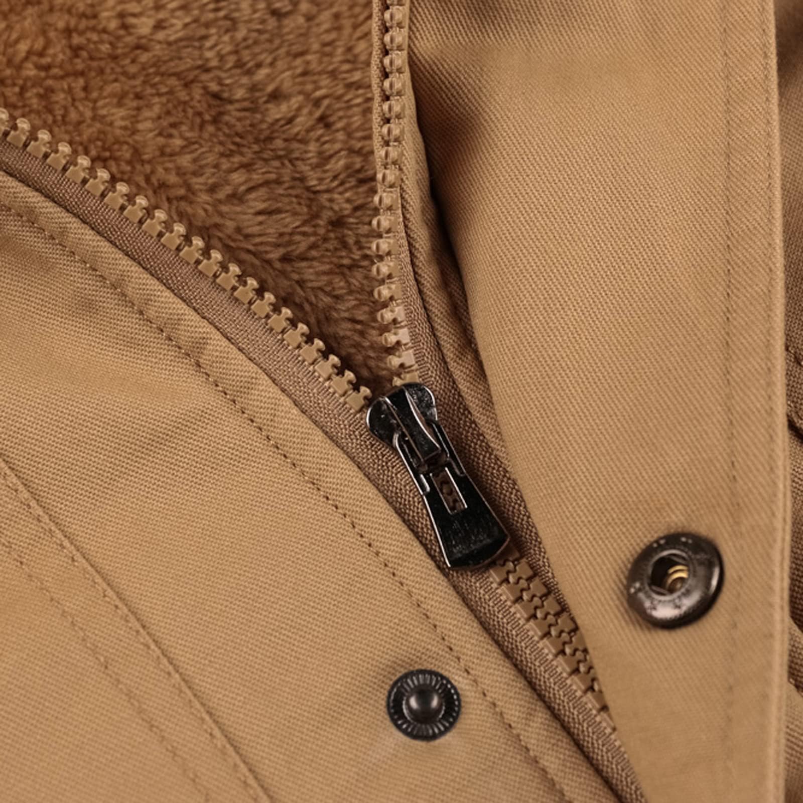 Herren Fleecejacke Warme Jacke Winter Thermojacke Gefüttert Winterjacke Stehkragen Cargo Jacke Übergangsjacke Militär Feldjacke Cargojacke Arbeitsjacke mit Taschen