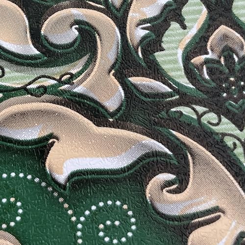 Miniatura 7 de Paquete de 2 revestimientos para estantes para armarios de cocina, armarios, fáciles de limpiar, autoadhesivos, papel tapiz de damasco verde,