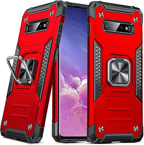 Anqrp Funda protectora para Galaxy S10 Plus, de grado militar, con soporte de anillo de metal mejorado soporte magnético compatible con Samsung