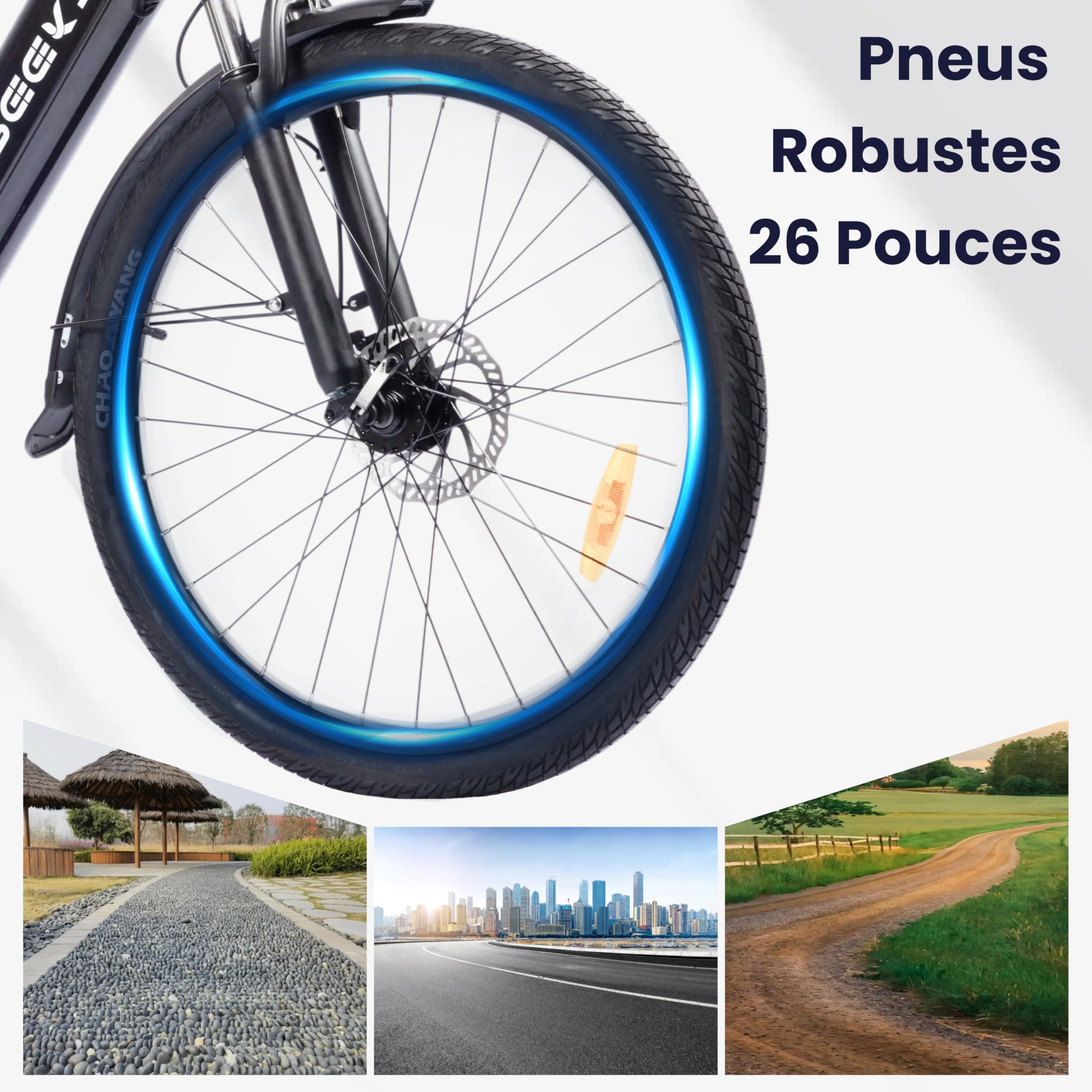 S10 E Bike Vélo électrique pour homme 26" avec moteur de 250 W Batterie 48 V 499,2 Wh Écran LCD 4,4" avec fourche à suspension, jusqu'à 100 km 25 km/h Pedelec pour femme