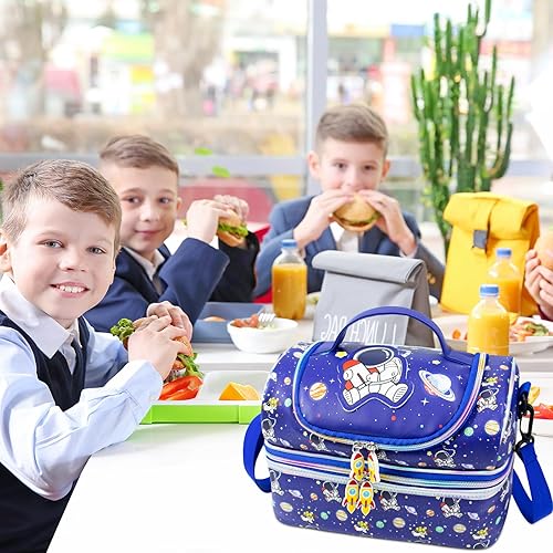 Miniatura 7 de RLGPBON Bolsa de almuerzo para niños, lonchera espacial, bolsa de almuerzo para niños y adolescentes, bolsas de viaje lindas para la escuela