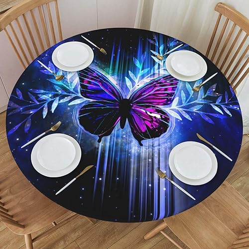 Miniatura 8 de Delerain Mantel redondo ajustable de bolas de Navidad, mantel redondo impermeable con borde elástico, lavable, para interiores y exteriores, se