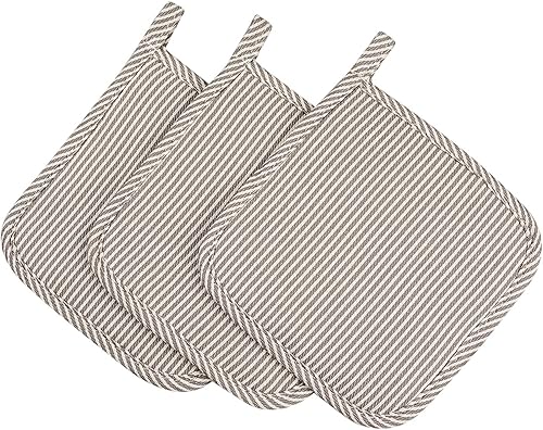 Miniatura 10 de Posavasos 100% algodón para cocina de uso diario, resistente al calor, para cocinar y hornear, juego de 3 cuadros negros