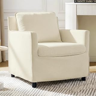 KISLOT Upholstered Accent Chair, Modern Barrel Armchair, Oat