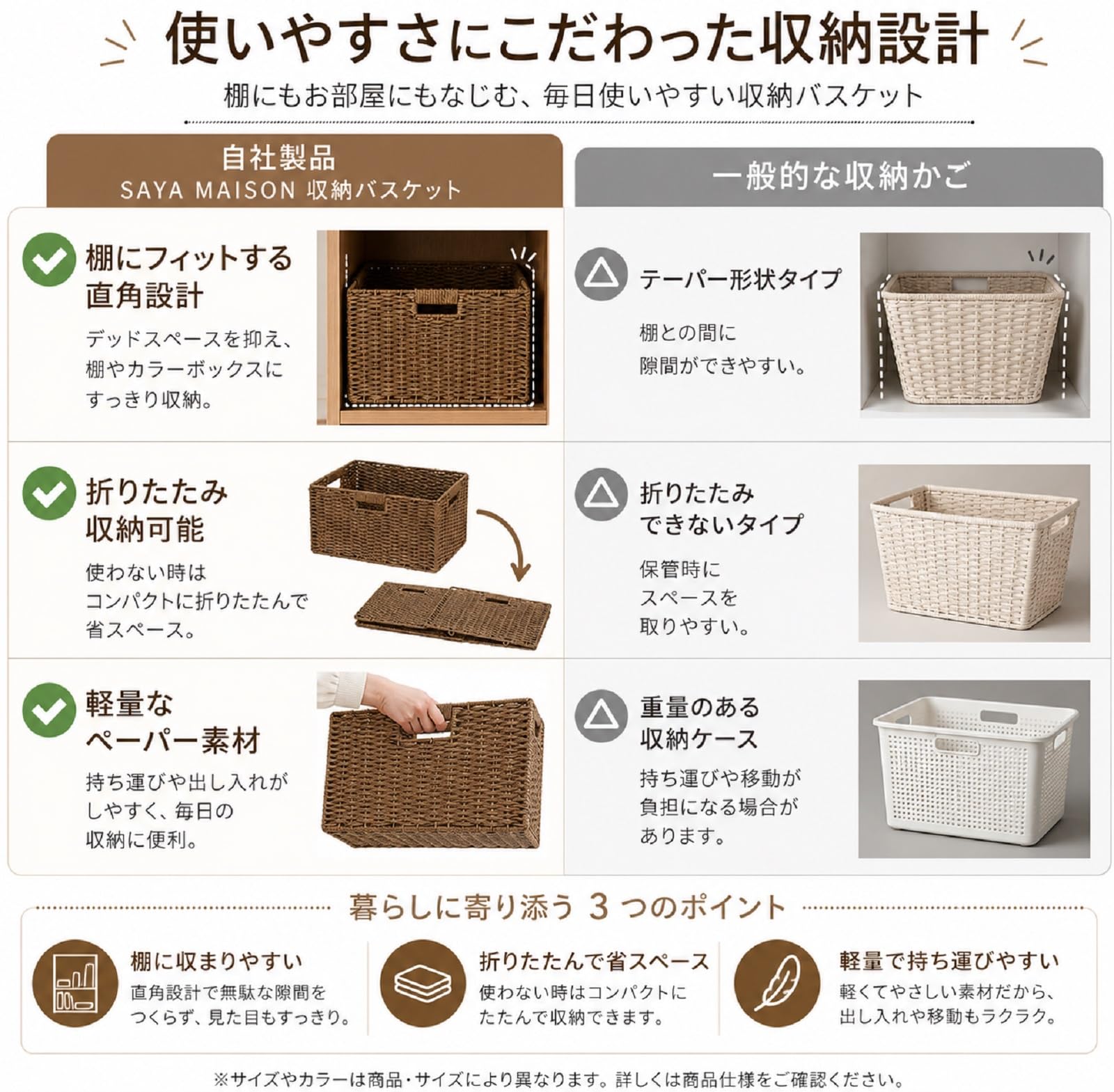Amazon.co.jp: 【SAYA MAISON】収納バスケット 収納かご 2個セット