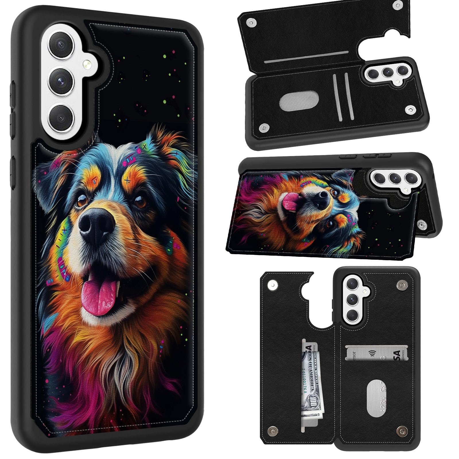 GFRGTFHYT for Samsung Galaxy A15 5G Phone Case Galaxy A15 5G Wallet Case with Card Holder PU Leather Magnetic Flip Kickstand Card Slots Cover Case for