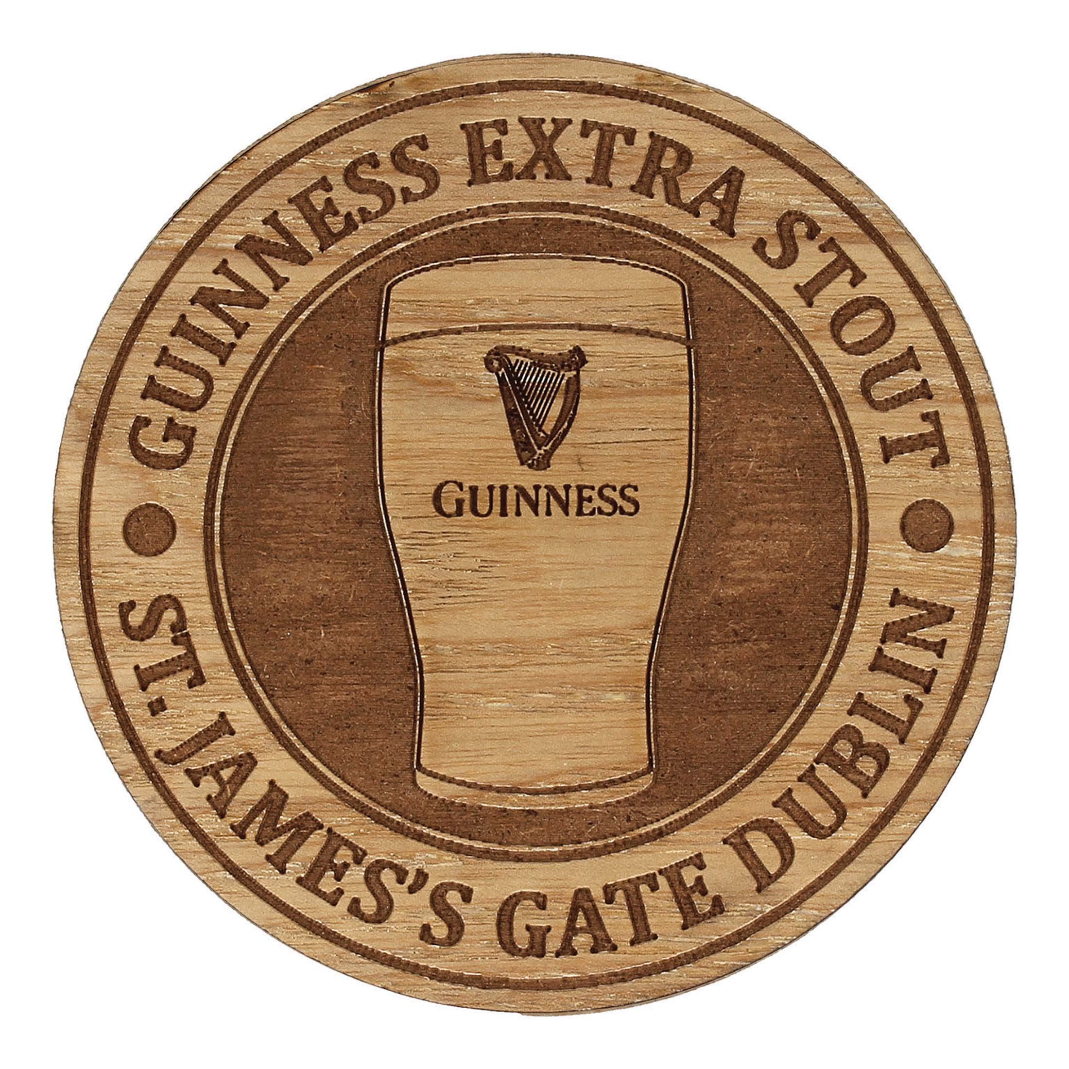 Guinness Wooden Coaster - Pint Design (9X9cm)
