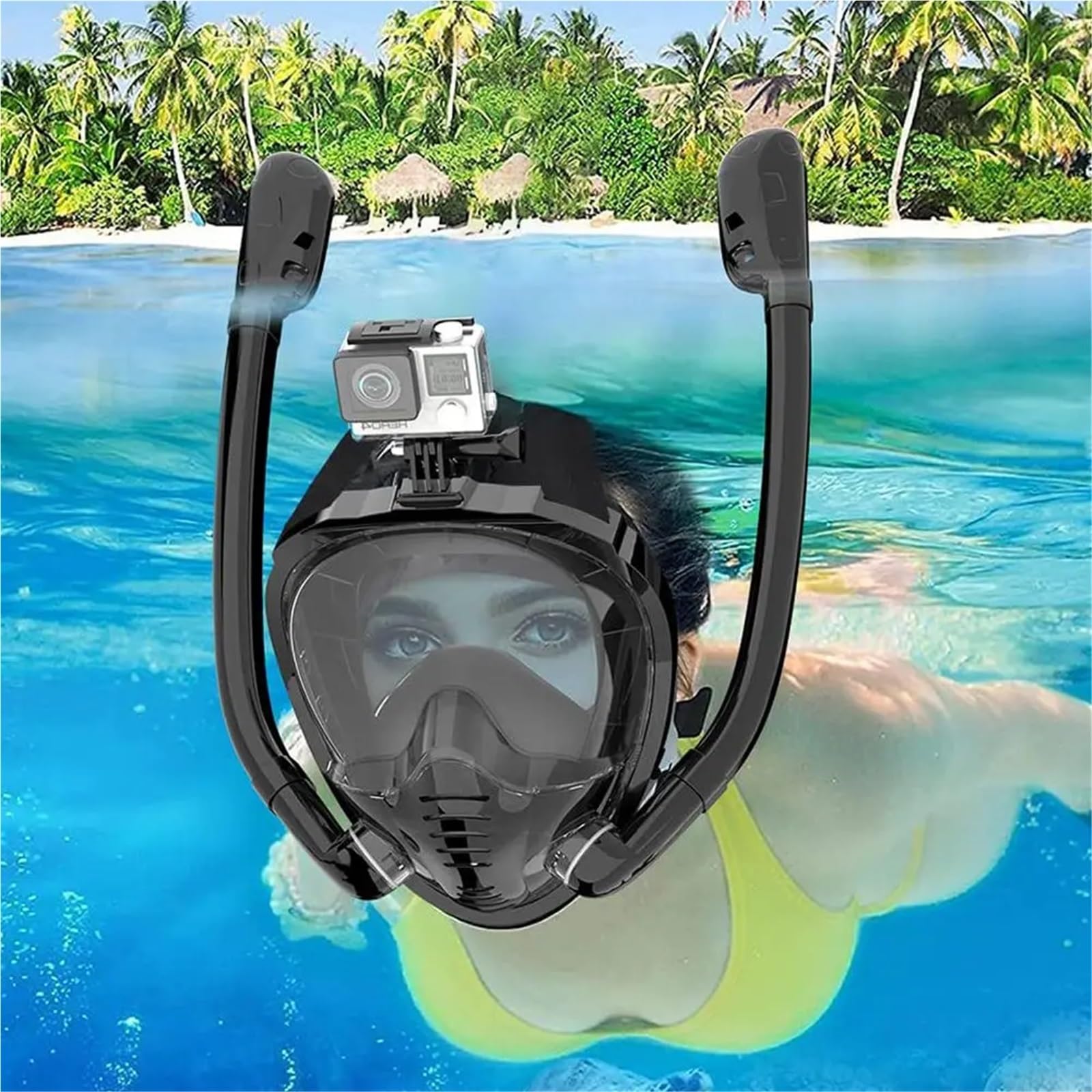 Masque Masque de plongée intégral avec Vue panoramique à 180 °, Partie supérieure sèche en Silicone, Lunettes de plongée avec Tuba et de Natation Masques de plongée(WhitePink,S/M)