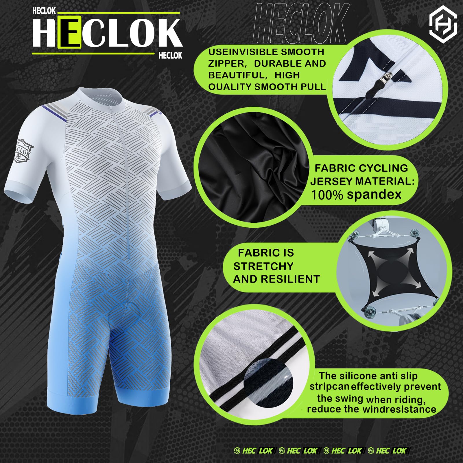 Tuta da Triathlon a Maniche Corte da Uomo，Ciclismo Body Skinsuit All'aperto Sportswear Abbigliamento Triathlon with Pad per Nuoto/Corsa/Ciclismo, Men's Trisuit