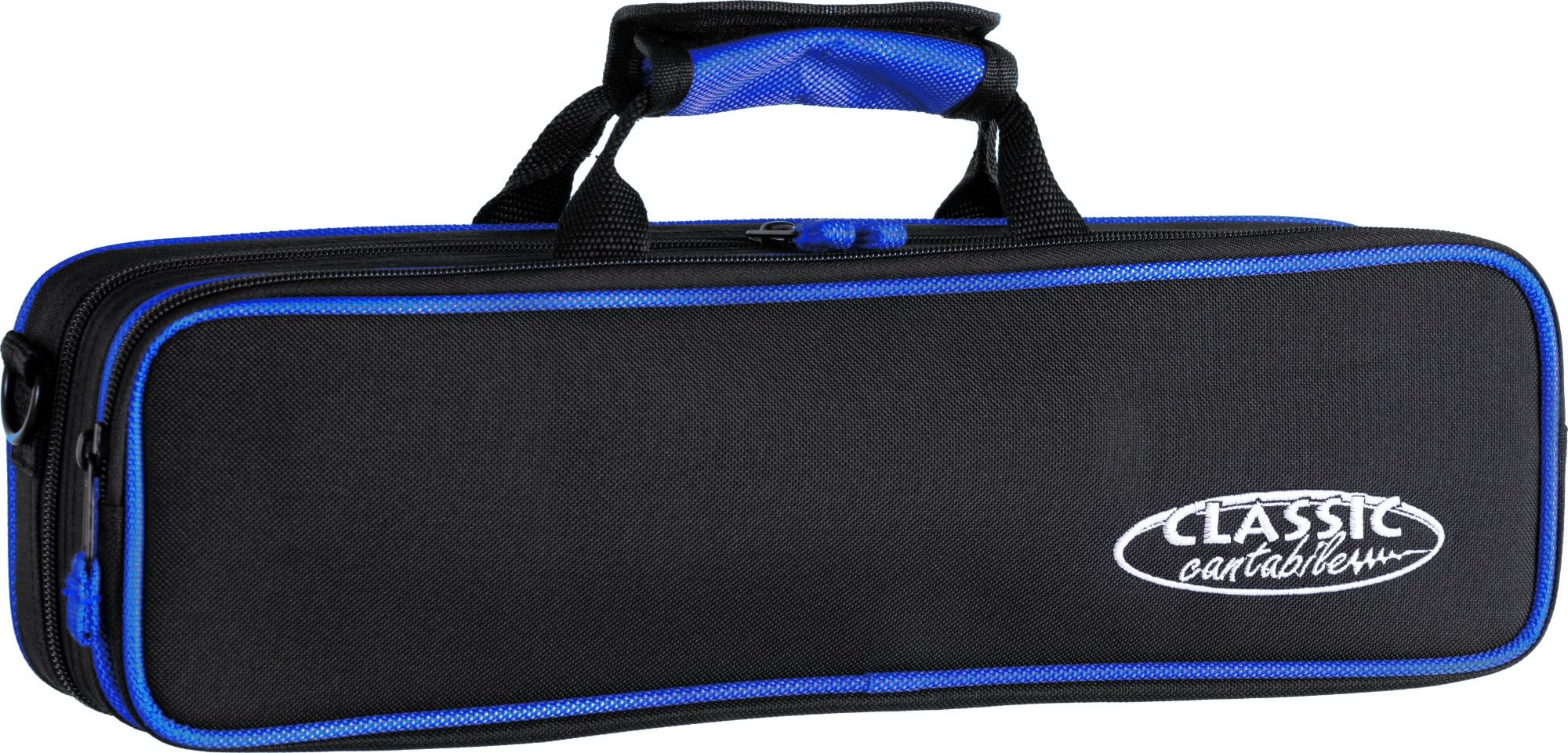 Classic Cantabile estuche ligero azul para flauta transversal, resistente al agua y desgarros, con acolchado térmico, correa incluida. Compatible con flautas transversales comunes.