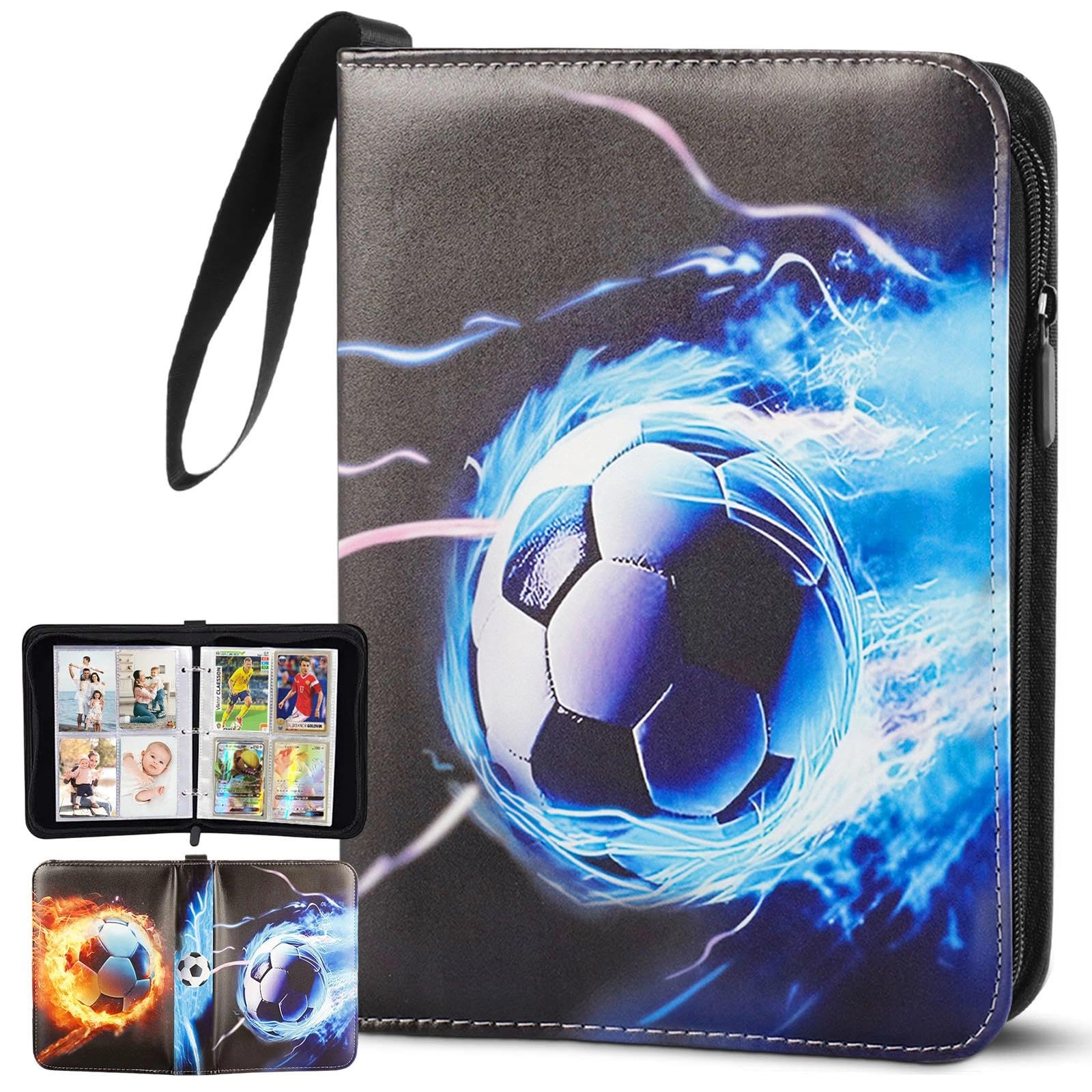 Dexpally Football Card Binder 50 Page 400 Pockets Football Card Holder Book with Zipper and Handle Strap Trading Cards Albums with Removable Sleeves for Baseball, Sports Star and Game Cards