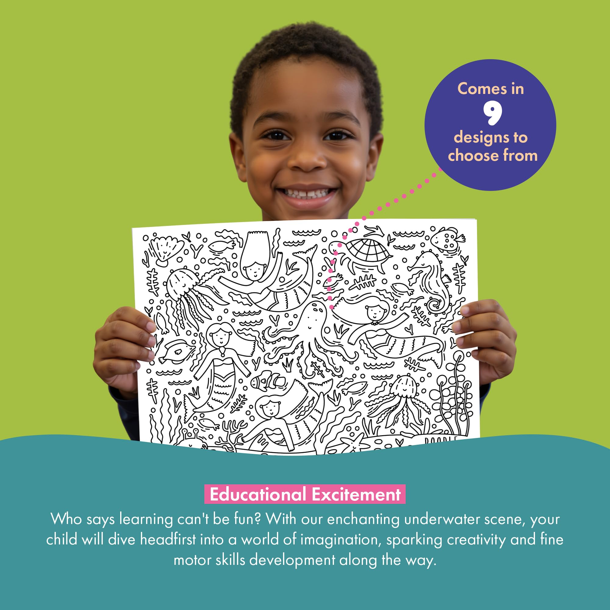 Doodle Mats Reusable Mermaid Colouring Mat for Kids, Light/Clear - Image 3