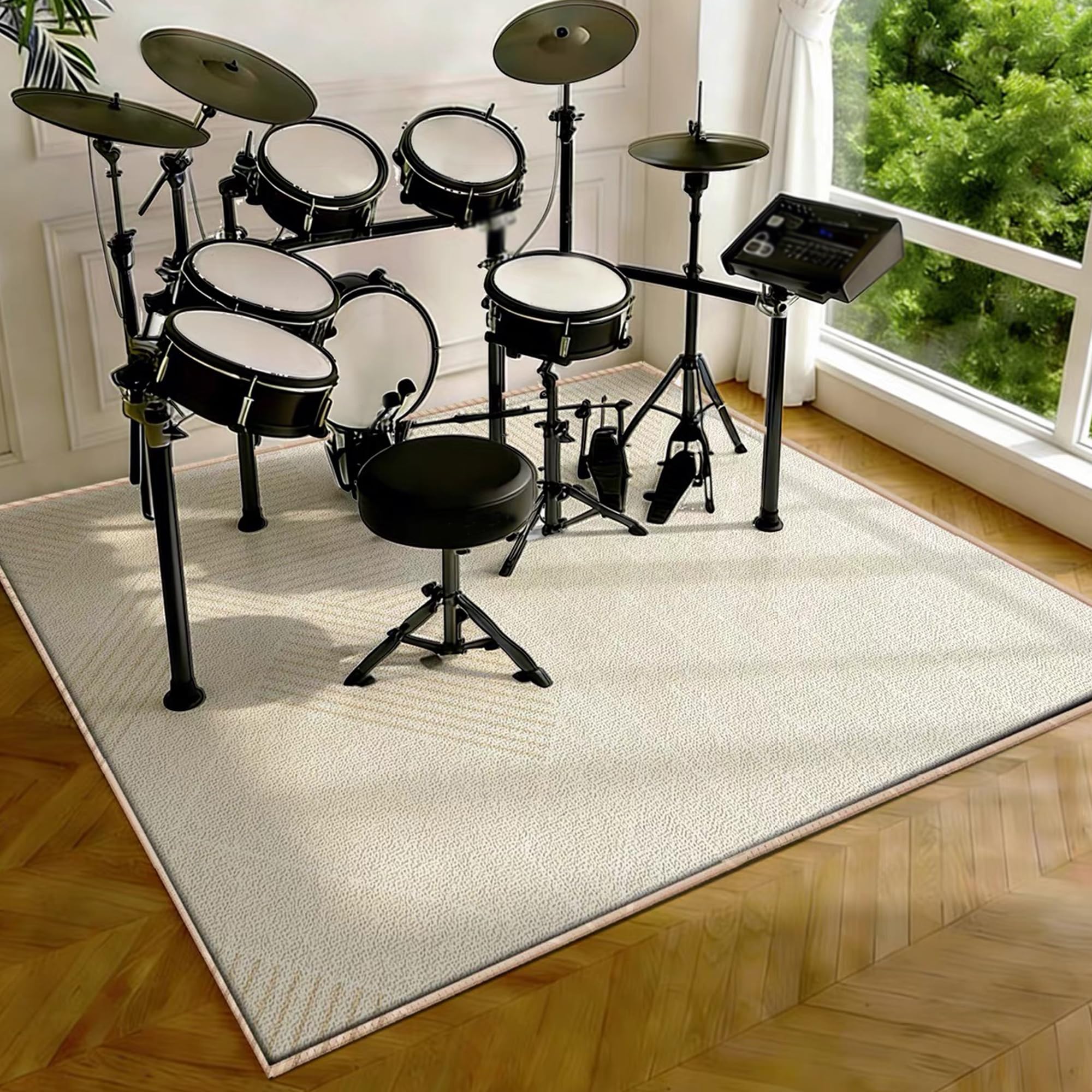 Drumming Drum Rugs, Drum Mat Drum Rug Non Slip Soundproof Mats, 120 x 100 cm Drum Carpet for Drummers Outdoor, Electronic Drum Set Practice Music Rug, Floor Protection Pad for Splash Cymbal Stands