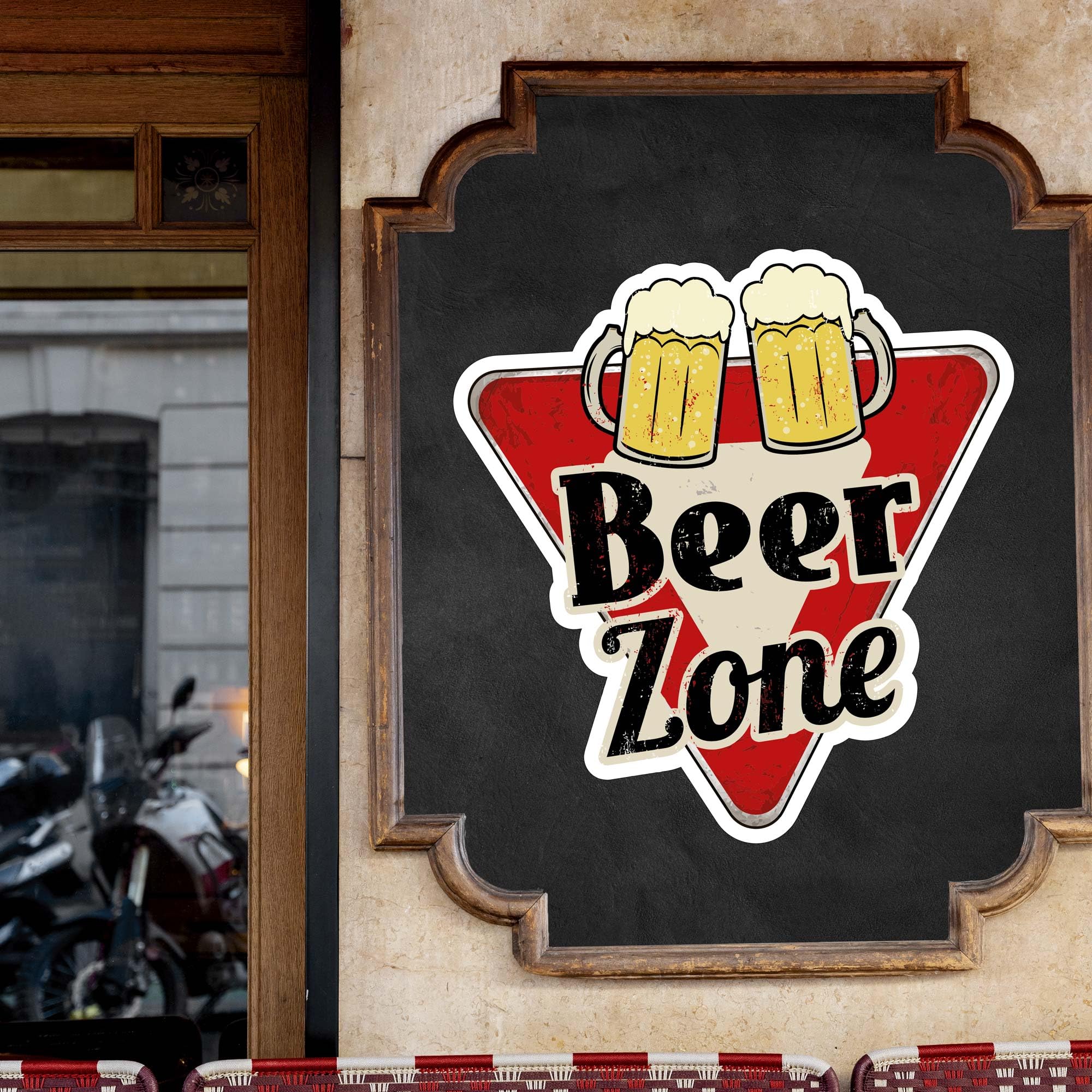Adesivo da parete con scritta "Beer Zone", divertente adesivo da parete per casa, bar, cucina, grotte degli uomini, garage o feste, in vinile impermeabile, 310 x 330 mm