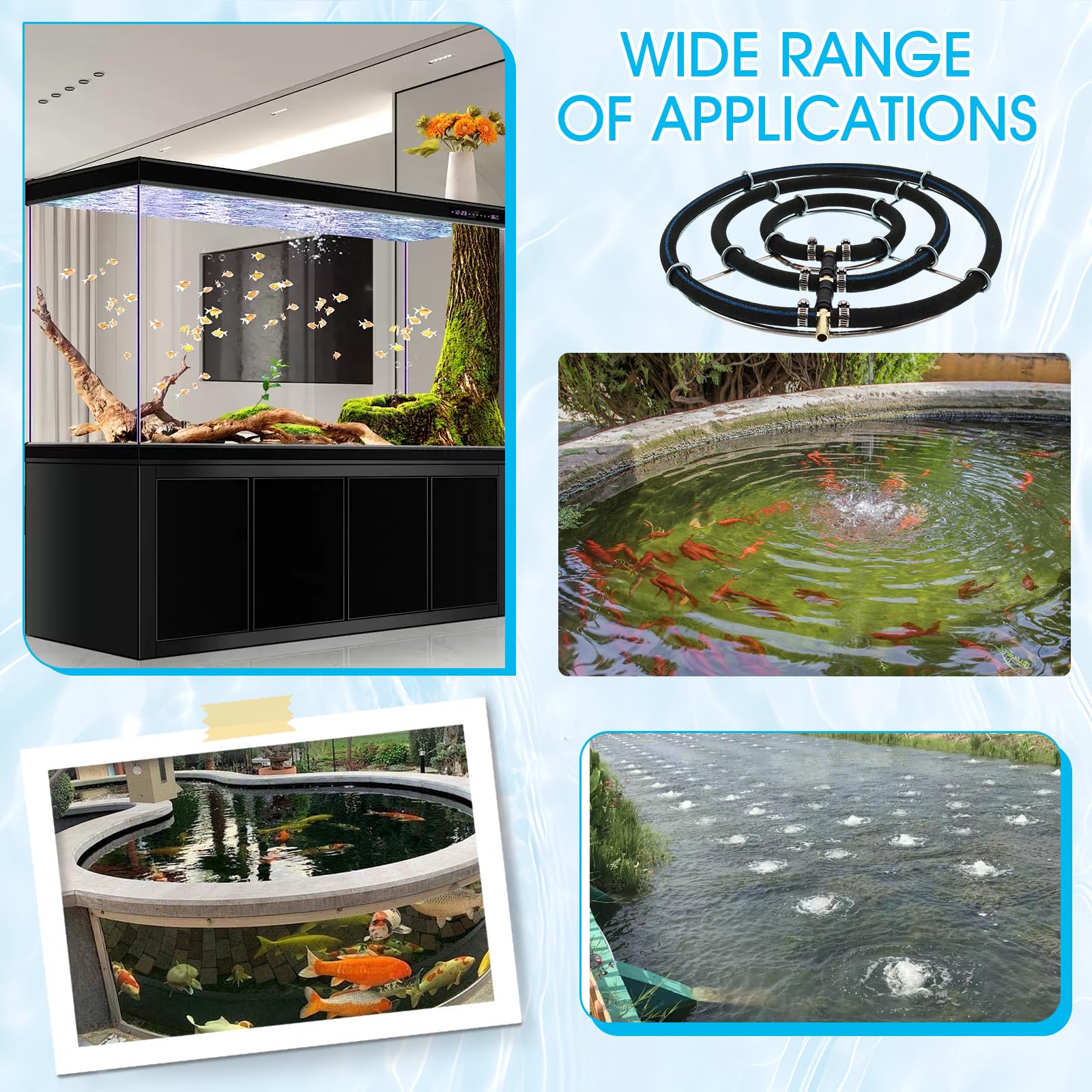 Japan Belüfterring Belüfter Teich Belüftungsring Sauerstoff, φ35cm Ausströmer Ideal für Koi Teich, Gartenteich, Aquarium