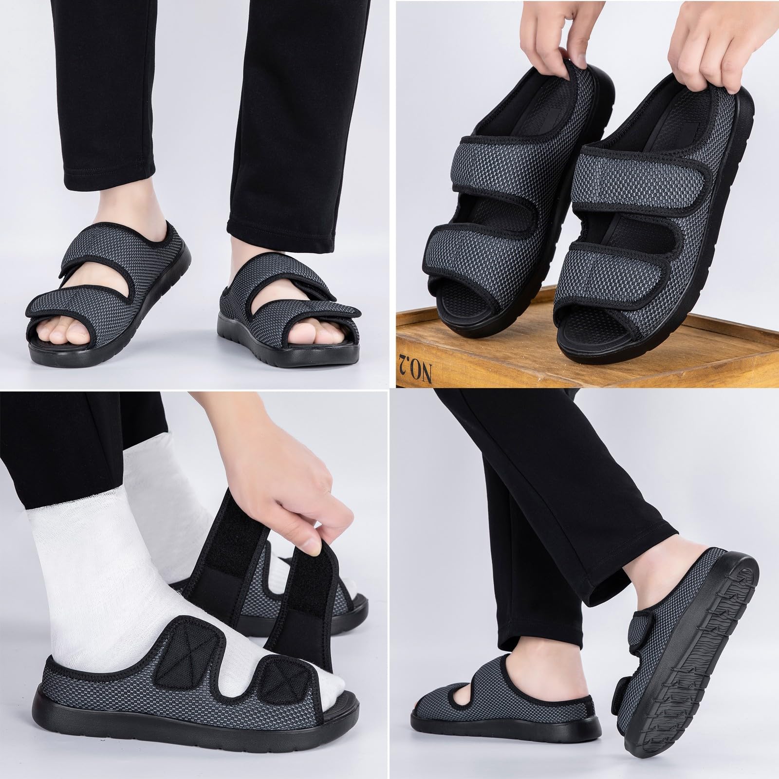 Gaatpot Zapatillas de Casa Ajustables Punta Abierta Hombre Mujer