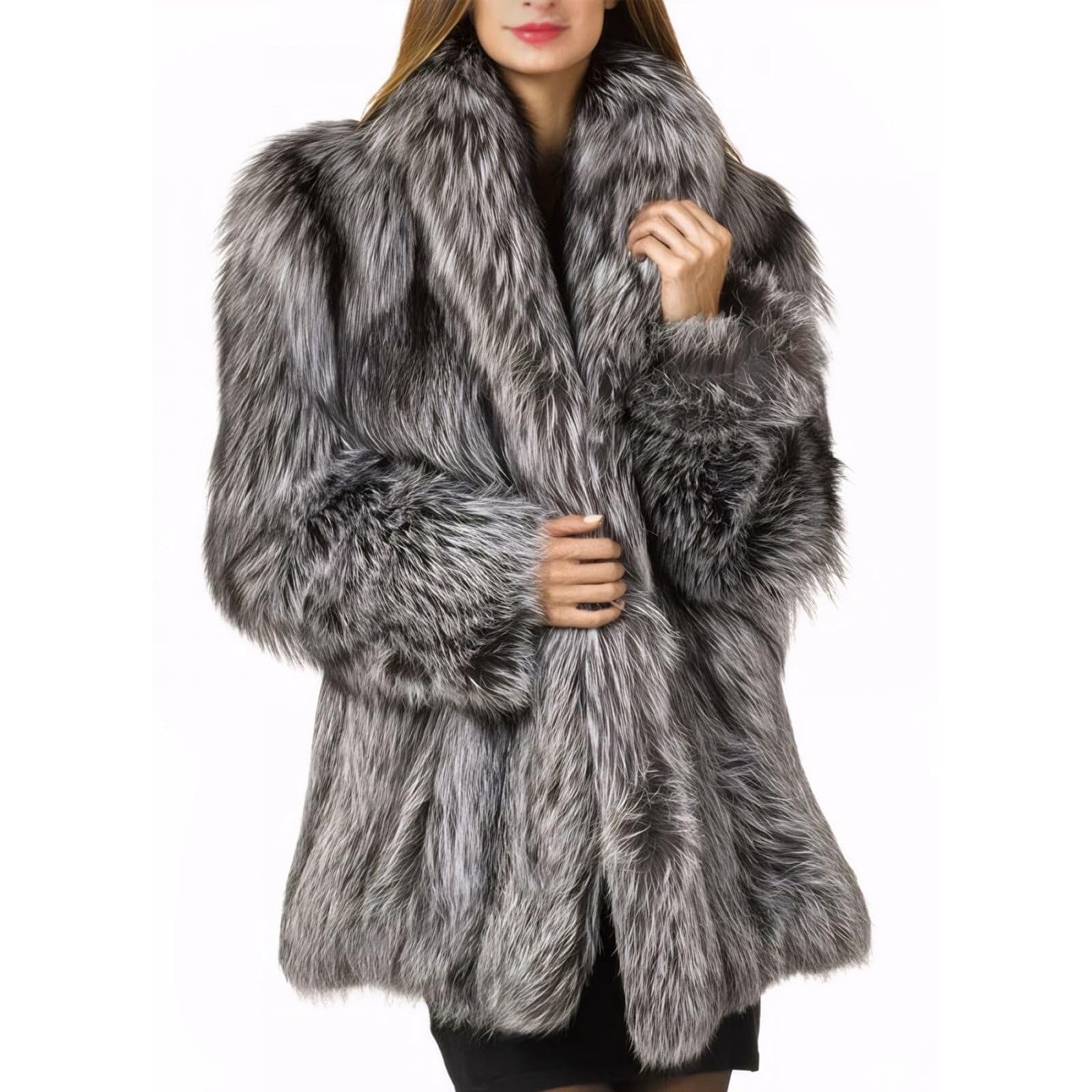 Abrigo genérico para mujer invierno cálido 2026 de gran tamaño chaqueta gruesa abrigo exterior (Grey, S)