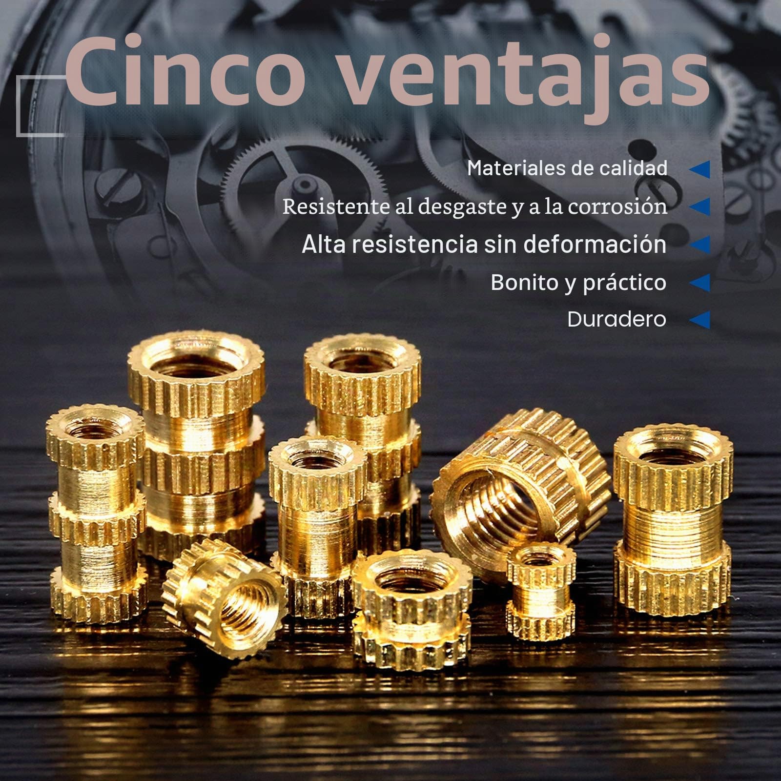 Glarks 460 piezas M2 M3 M4 M5 insertos roscados de latón moleteado con rosca interior tuerca de inserción empotrada kit surtido para proyectos de impresión 3D