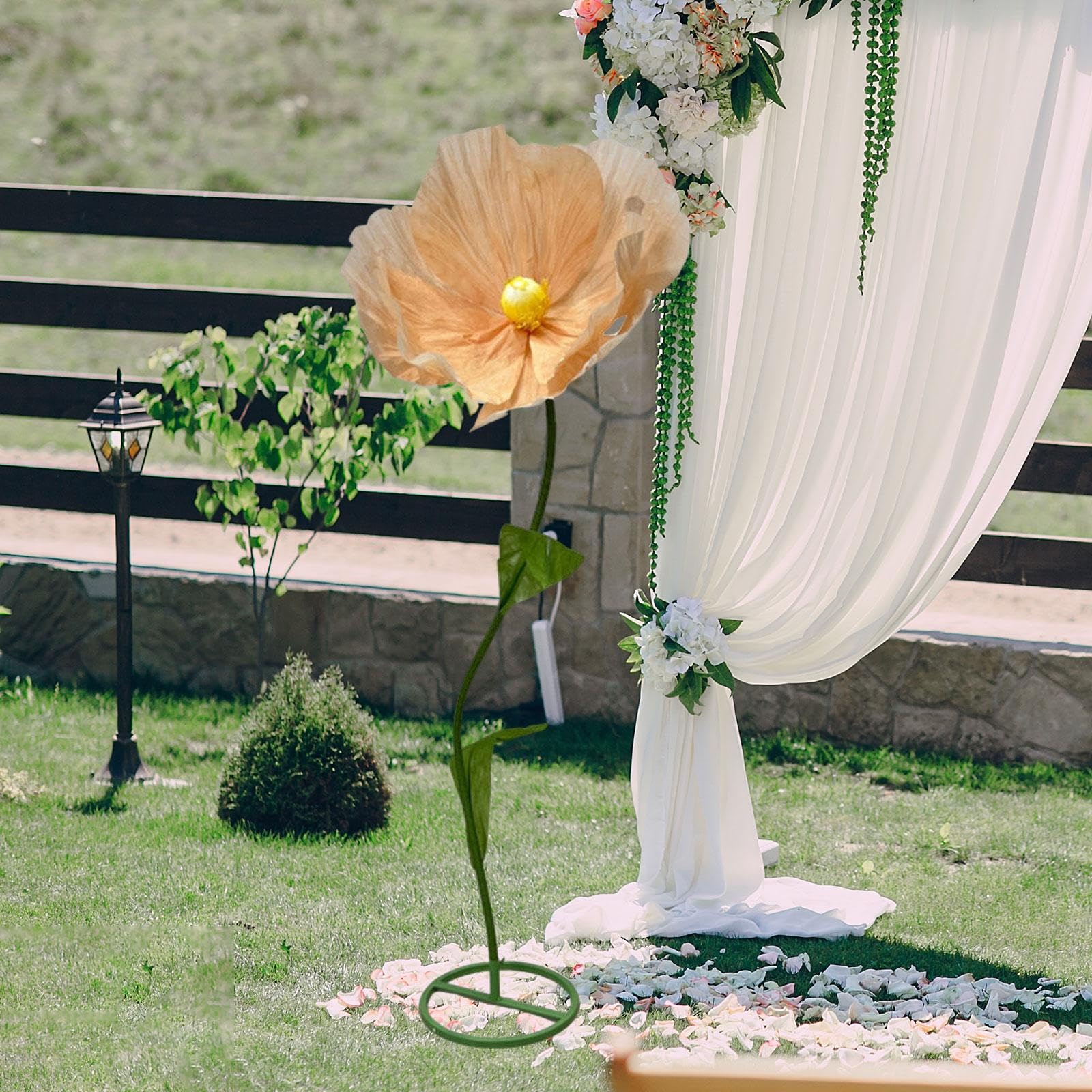 rockible Flor de Papel Artesanal Flor Gigante de Bodas con Base de pie Multipropósito Enorme Flor Artificial para Fiestas de cumpleaños, Champán Ligero