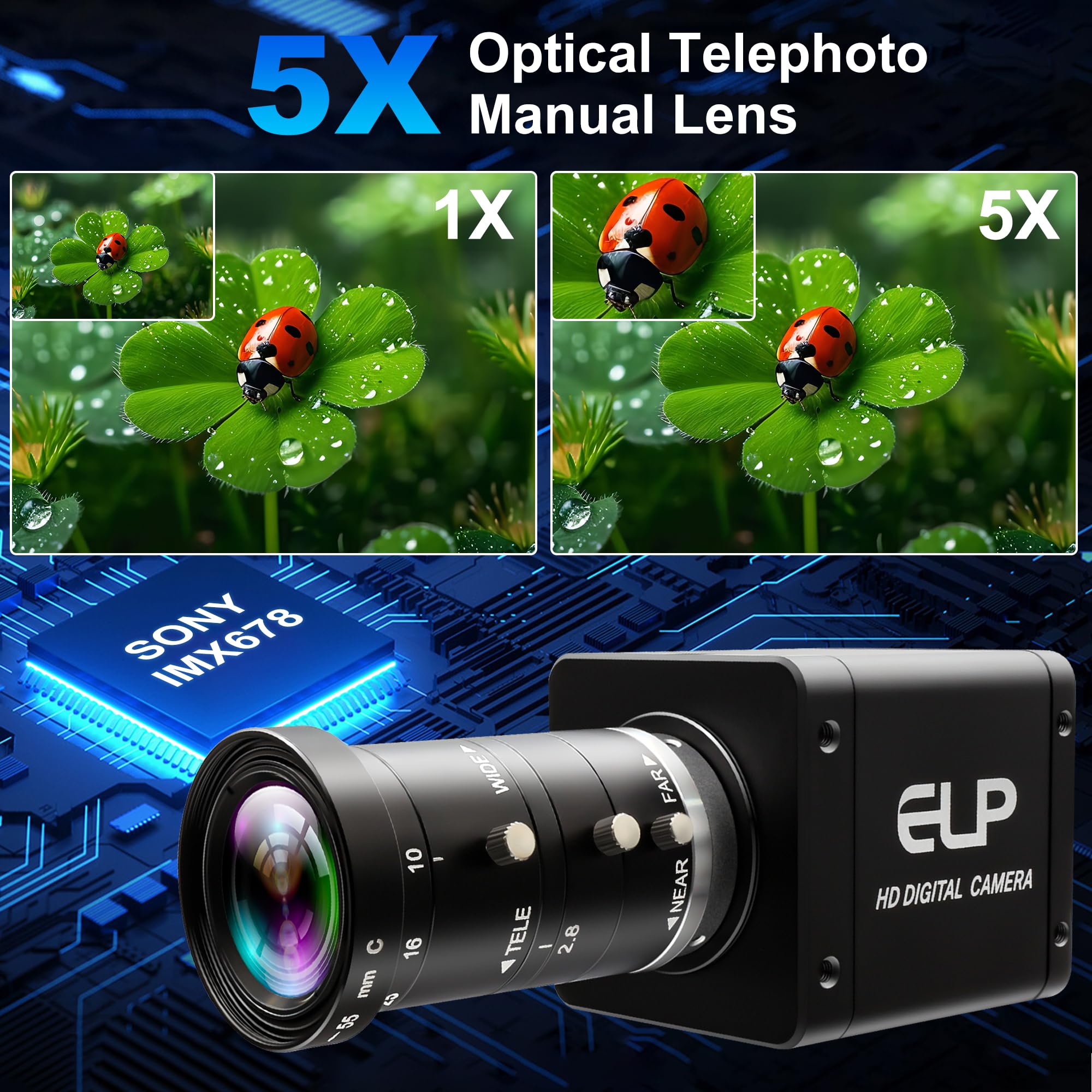 Amazon.co.jp: ELP 4K USB3.0 HDMI産業用カメラ、60fps H.264高速、10