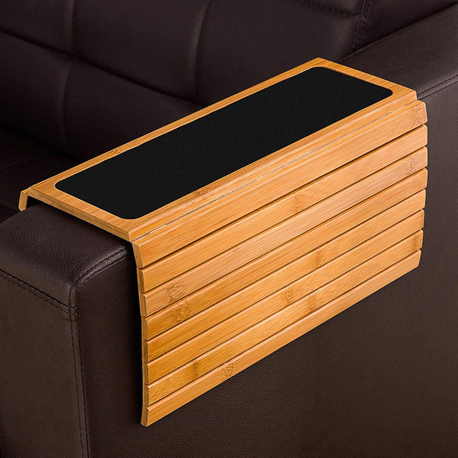 Sofá Bandeja Mesa, Bandeja Plegable de Madera for Brazo de sofá, Multicolor, 43x34x0,8cm, for Bebidas, Aperitivos, Revista, Mando a Distancia(Brown)
