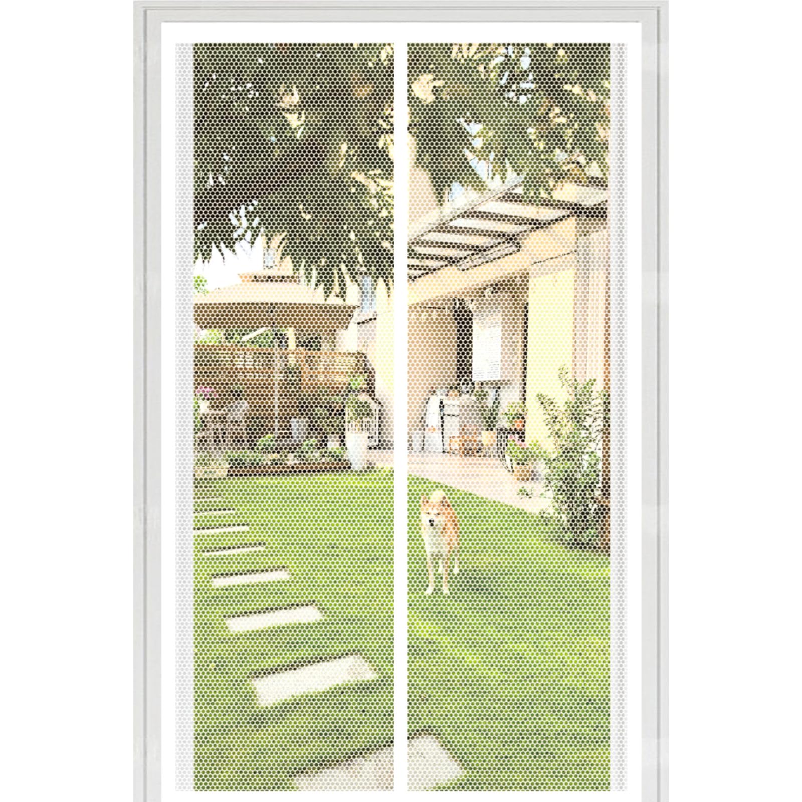 Moustiquaire 141x210 cm blanche magnétique sans perçage pour porte patio