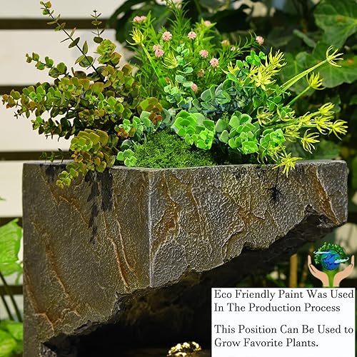 Miniatura 4 de Bumilgar Fuente de agua moderna para exteriores de 35.4 pulgadas de alto, fuente de pie para exteriores con luces LED y bomba para jardín, patio,