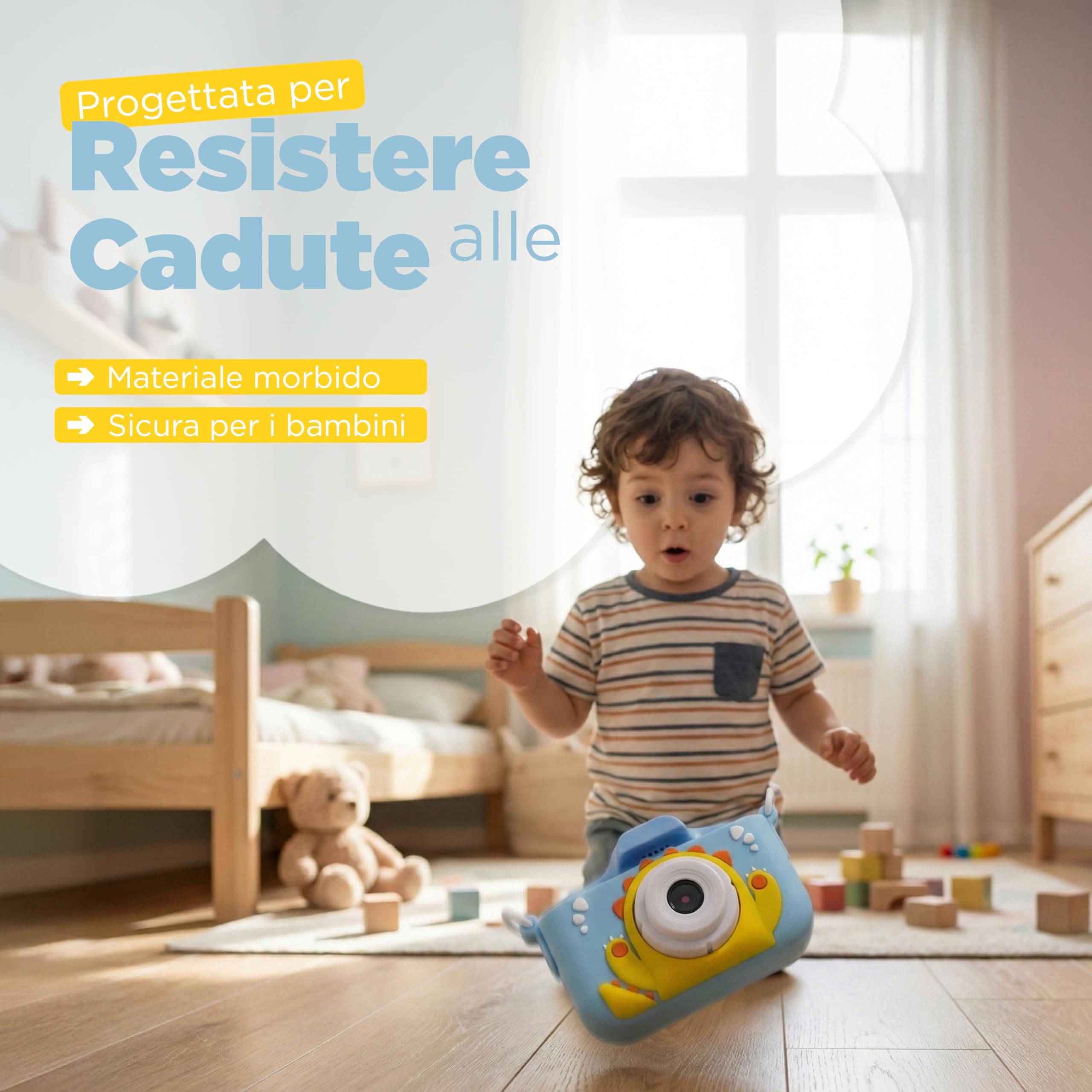 Fotocamera Digitale Bambini con Video HD, Giochi Integrati e Filtri Divertenti, Macchina Fotografica per Bambini con Cover in Gomma Antiurto, Display LCD, Micro SD Inclusa, Giocattolo Educativo - 4