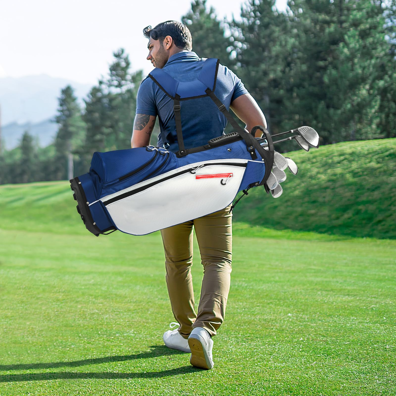 LIFEZEAL Set da golf completo da uomo, set da golf portatile destro, borsa con 7 scomparti, Putter, 3 legno: Driver #1, Fairway #3, ibrido #4, 5 ferri: #6,#7,#8,#9,Pitching Wedge