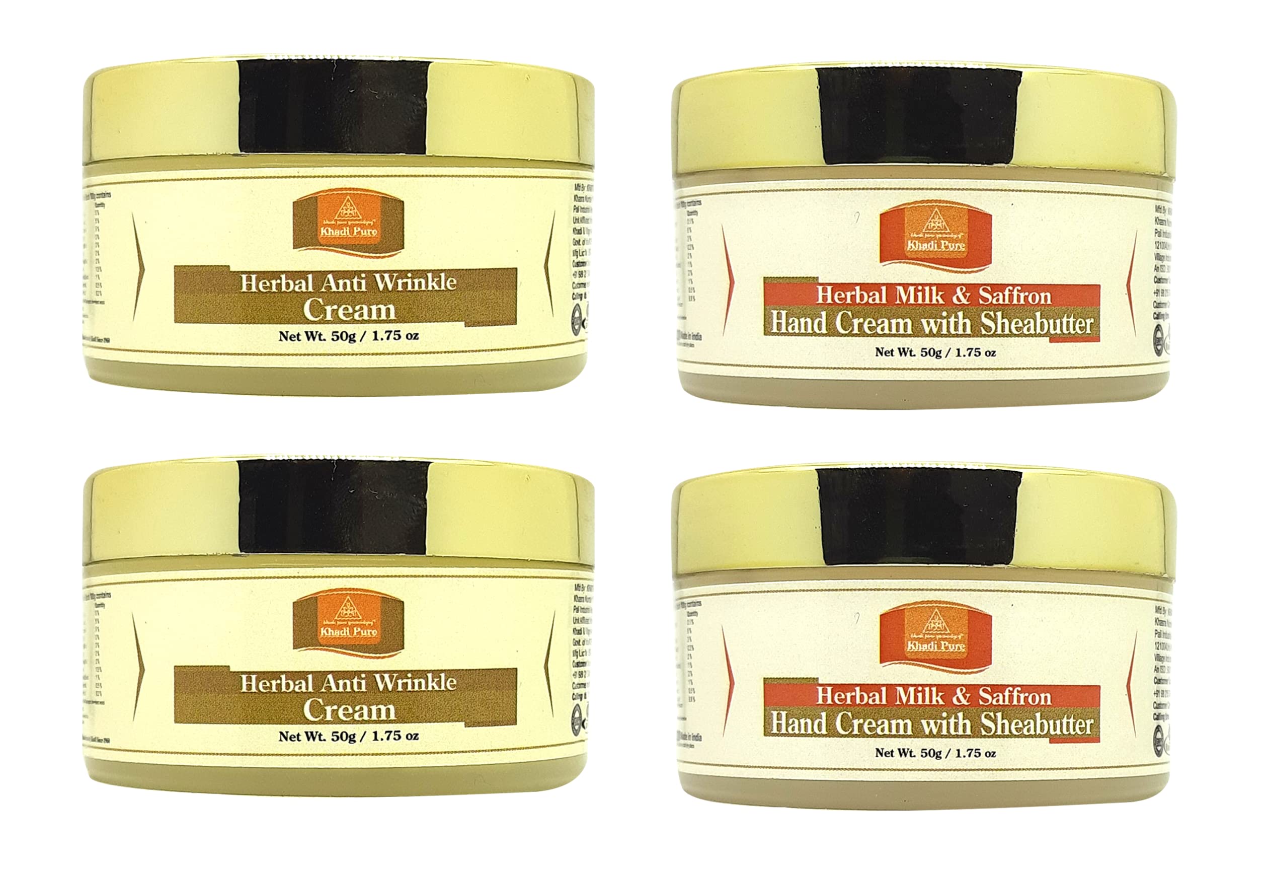 Khadi Pure Anti Wrinkle & Milk Saffron Herbal Hand Cream, 50 g (Pack of 4)