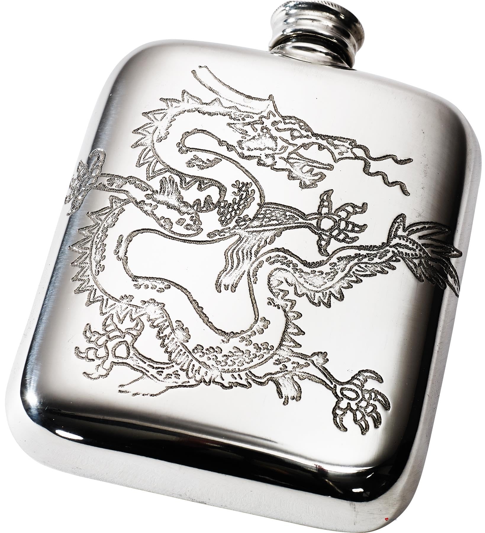 Flasque en étain dragon chinois de 4 oz I LUV LTD, accessoire de poche pour spiritueux fins