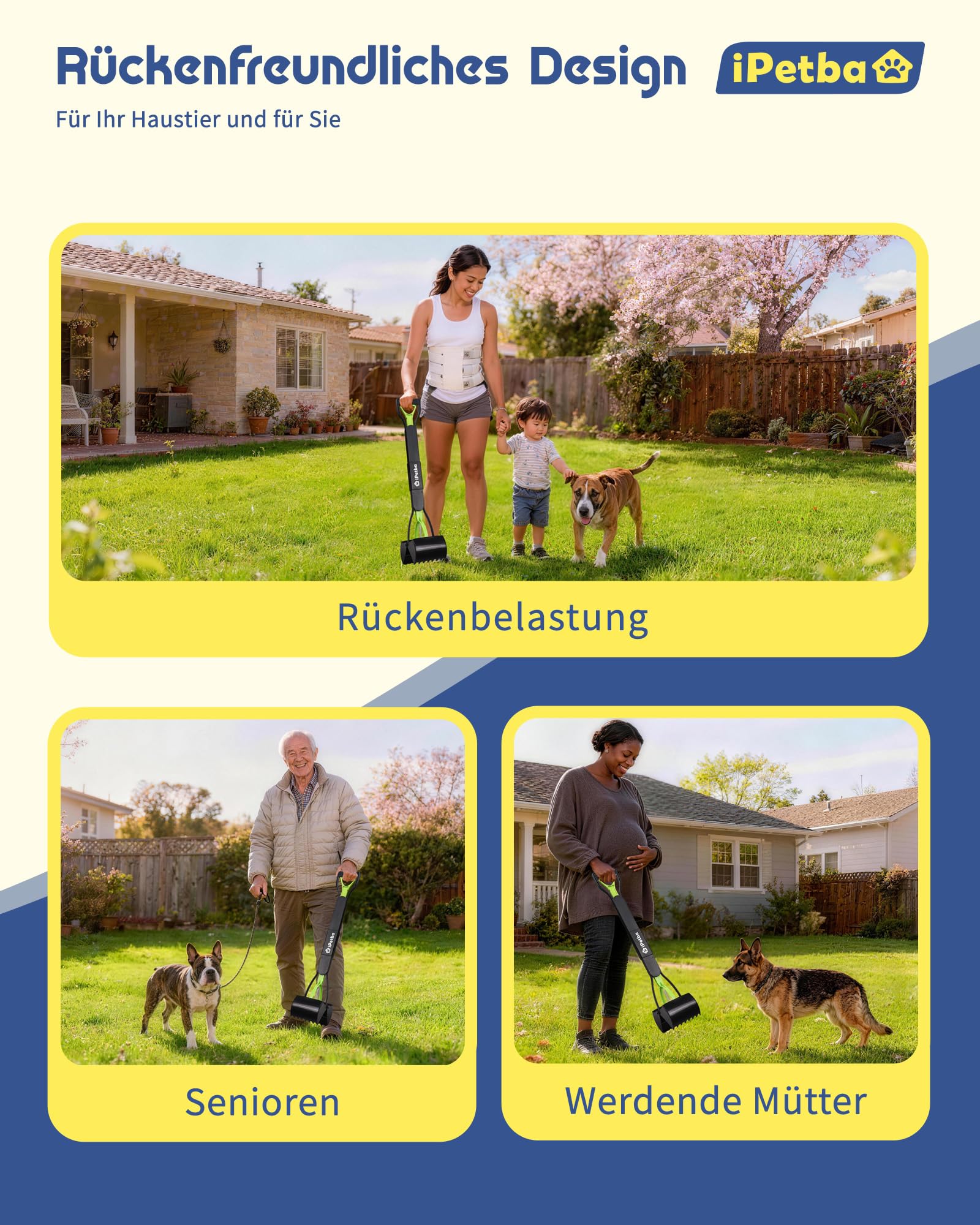 80 cm Großer Hundekotschaufeln Langer Griff Hundekotsammler Kein Bücken Nötig für Hunde und Katzen Faltbare Pooper Scooter für Wiese Erdboden Sandboden Kiesweg
