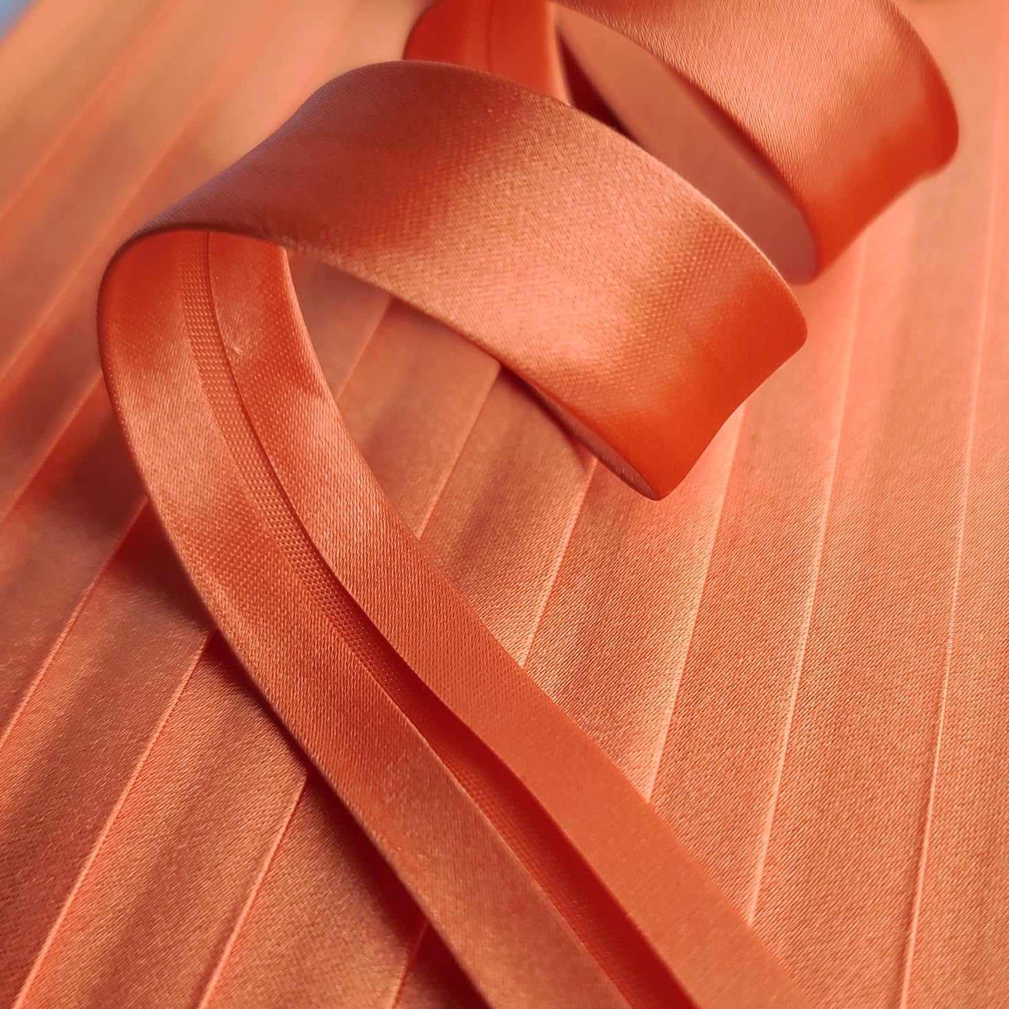 Orange 18mm Wide Satin Bias Binding Edge Tape - Pre-Folded - 5 Metres