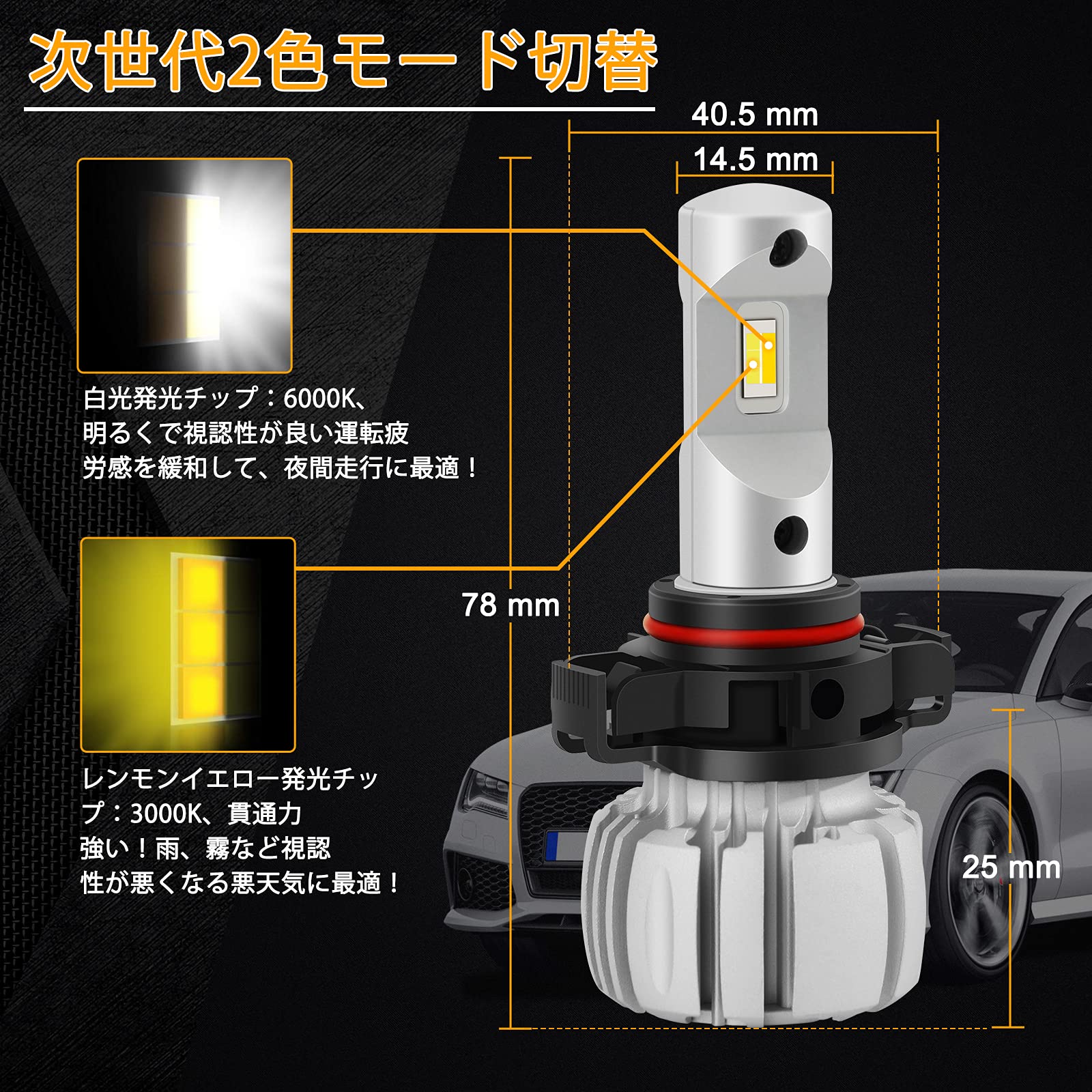 PSX24W 3色切替フォグランプ86.BRZ.インプレッサ特殊LED