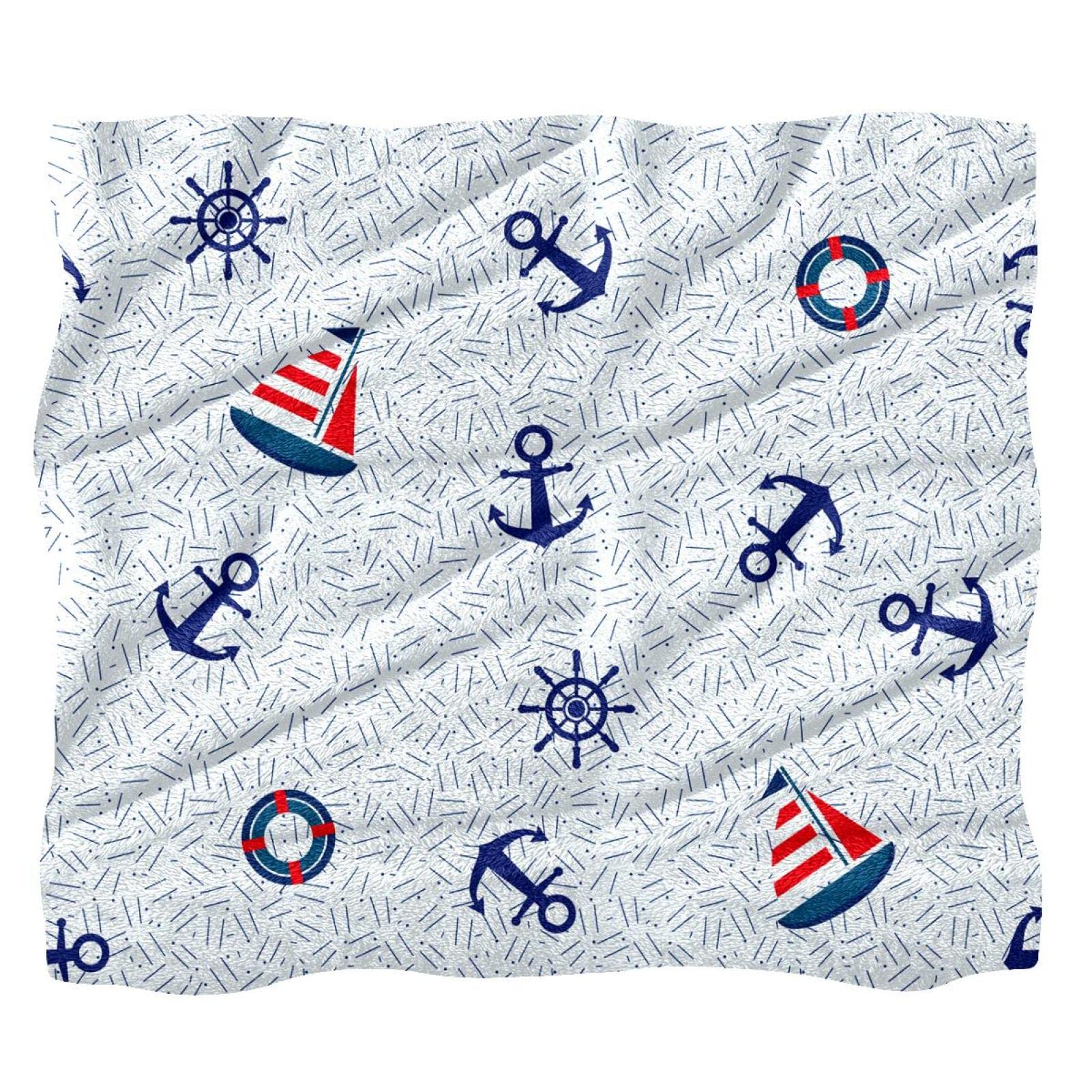 Couverture polaire lit et plaid canapé confortable ancre de mer