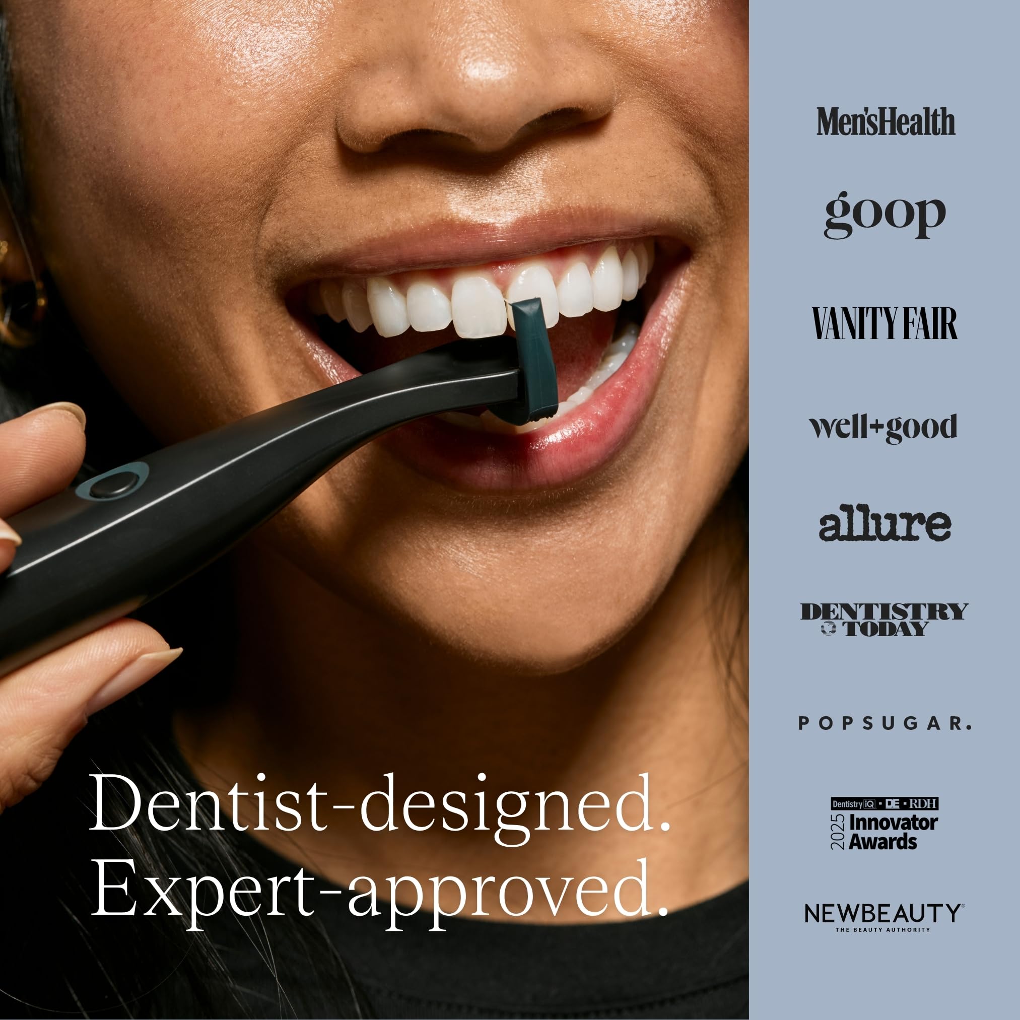 Slate Hilo dental eléctrico, 3 en 1 inventado por dentistas, funciona con pilas con cabezales de hilo reutilizables, cepillos de encías y raspador de lengua, 12.000 vibraciones sónicas, incluye