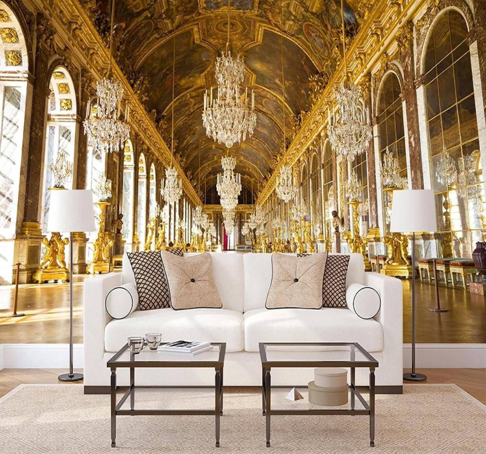Tzxztt 400Cm×280Cm(B×H) Luxury Three Dimensional Gold Palace Space Expansion Modern 3D Wallpaper Premium Textured Silk Neutral Tones Material Ideal For Living Room Bedroom-400Cm×280Cm