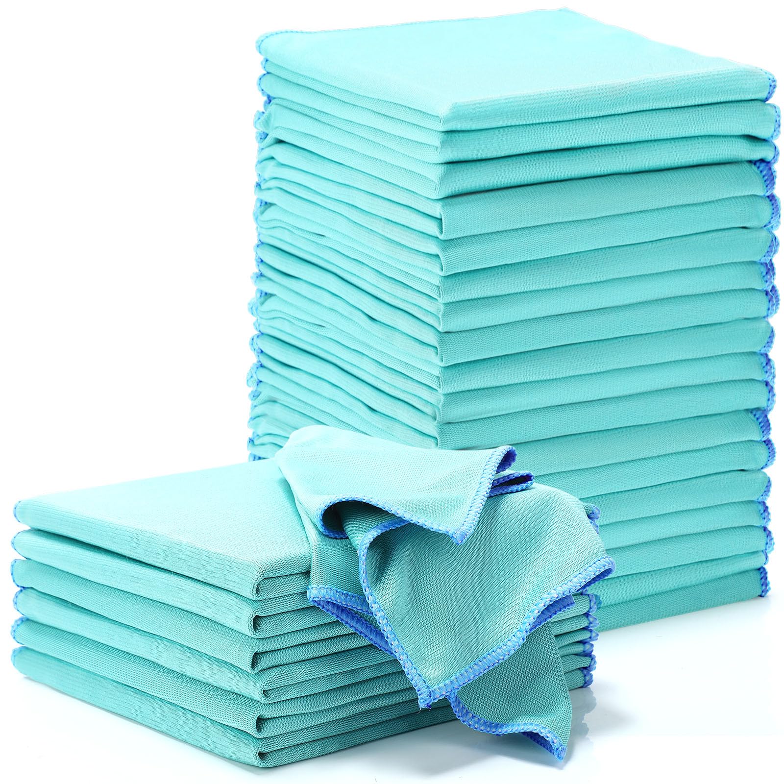 Maxcheck Confezione da 24 panni in microfibra per la pulizia del vetro, 40,6 x 40,6 cm, panni riutilizzabili in microfibra per dettagli auto, pulizia aziendale, spolverare la cucina (verde)