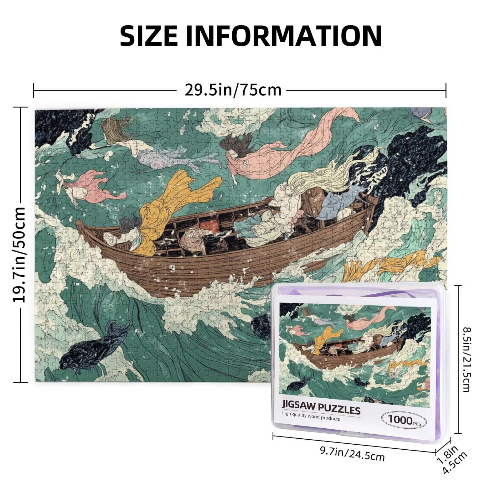 Puzzle abstrakcyjne, 1500 elementów, krajobraz, puzzle dla dorosłych, z pudełkiem na prezent, duże drewniane puzzle dla dorosłych, gra zręcznościowa dla całej rodziny, prezenty dla kobiet, 87 x 57 cm