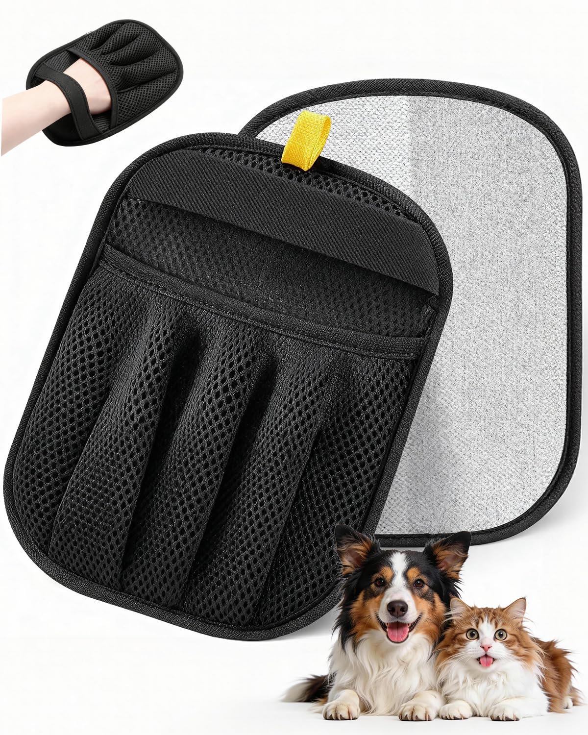 JIMYIU Guanti per la rimozione dei peli di Animali (Confezione da 2) – Riutilizzabili e Lavabili, per Cani e Gatti – Efficaci per Divano, Auto, tappeti e Vestiti