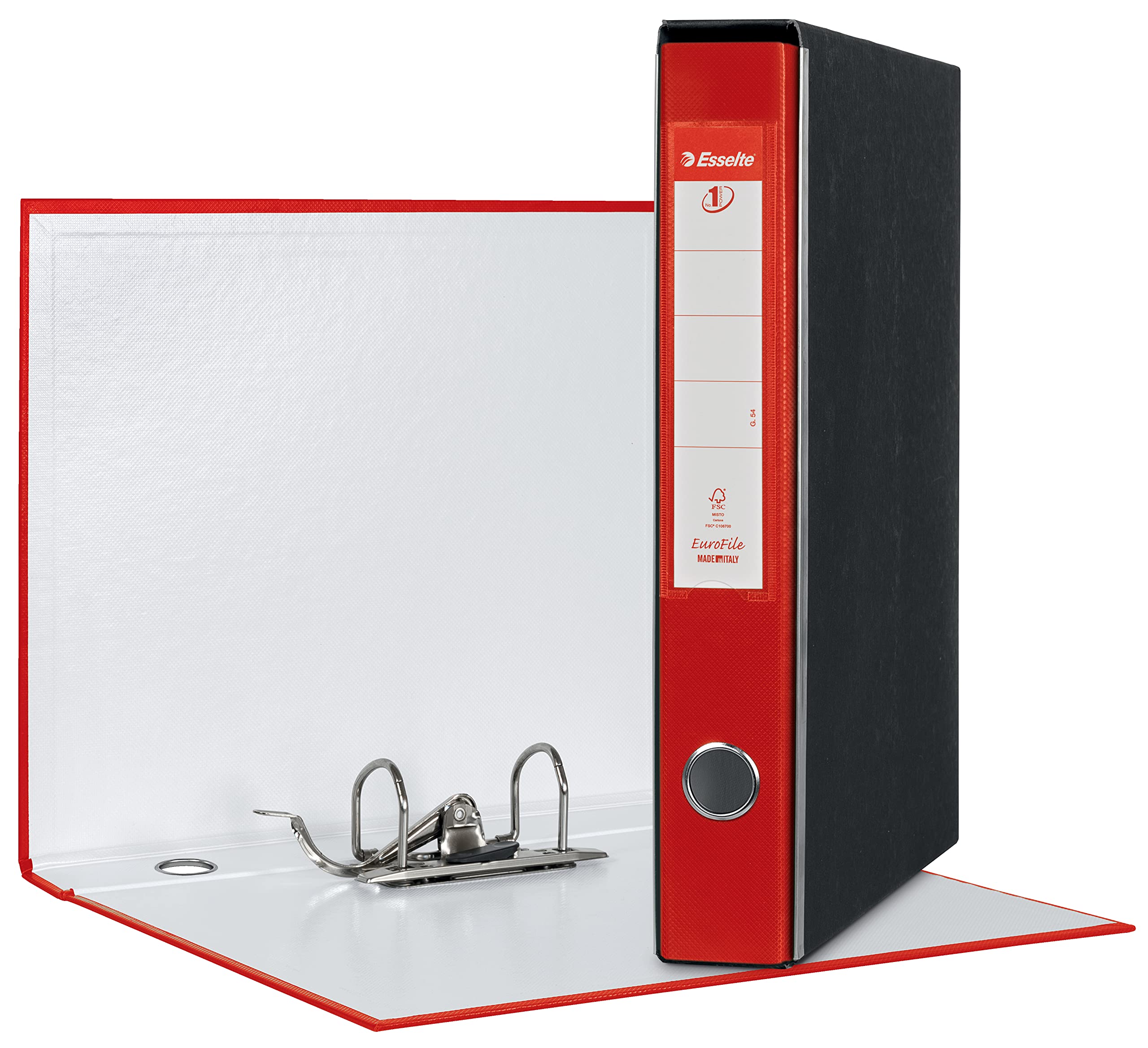 Esselte – RACCOGLITORE EUROFILE with Lever Mechanism Plastic Coated Cardboard,Red,5 cm