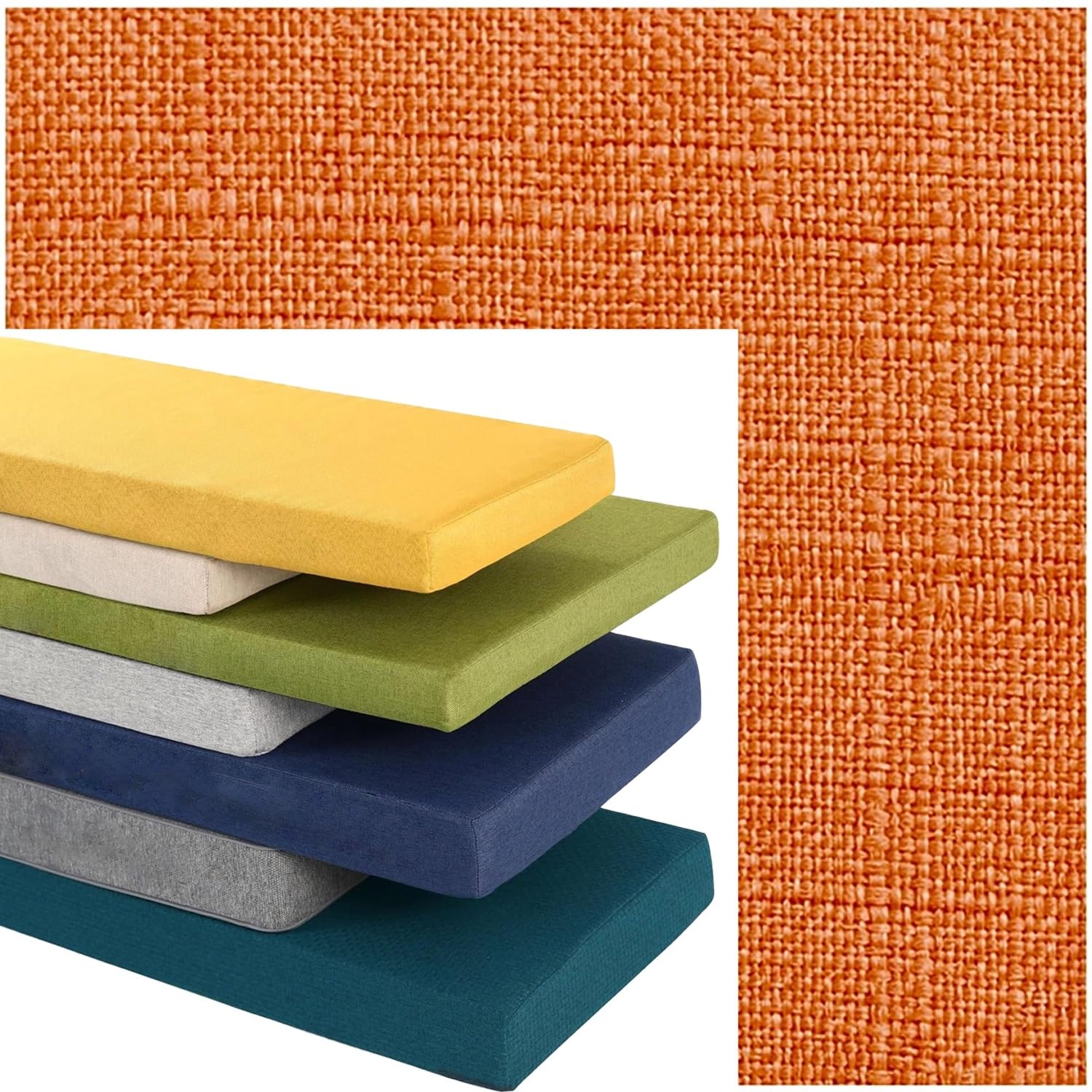PLCIVSA Outdoor Indoor Bench Cushion Cover, Linen Non-Slip Replacement Slipcover with Zipper, Furniture Seat Cushion Protector for Garden Patio Balcony Sofa Couch(Orange,150x40cm/59x16in)