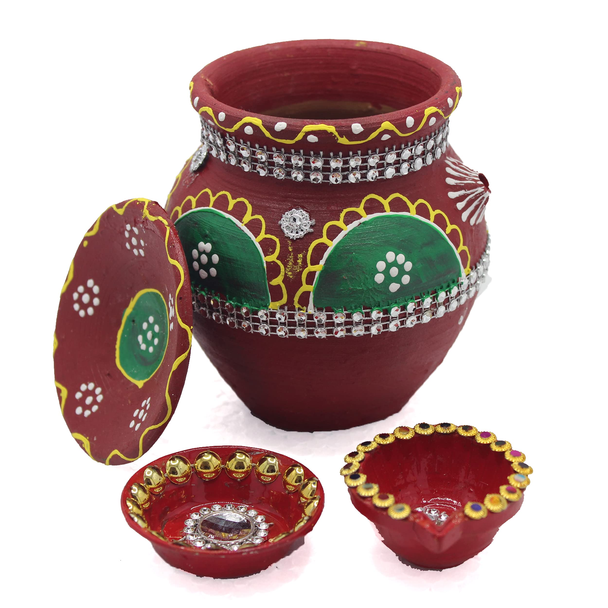 Bossify Premium Red Clay Karwa |Karwachauth Set | Karwa Set | Clay Karwa Pooja Set | Karwachatuh Puja Set | Home Decor | Gift Item (Karwa, Diya, Bowl 3 Pieces Set) (B09HDDCGDR) Amazon Price History, Amazon Price Tracker