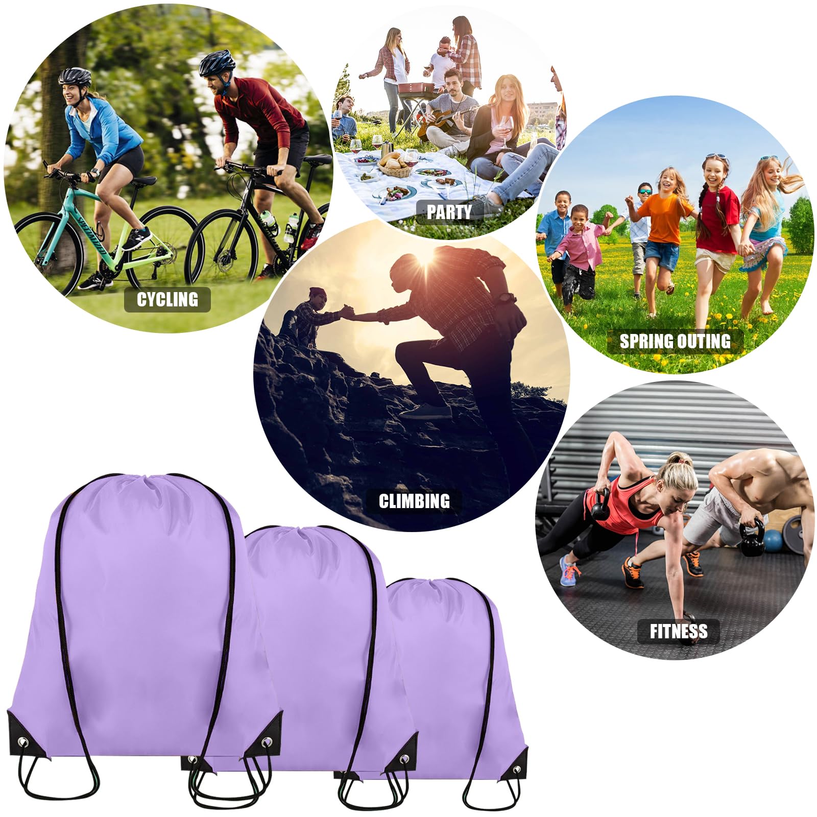 Grneric Sac à dos avec cordon de serrage 20 couleurs en vrac pour salle de sport, fête, voyage