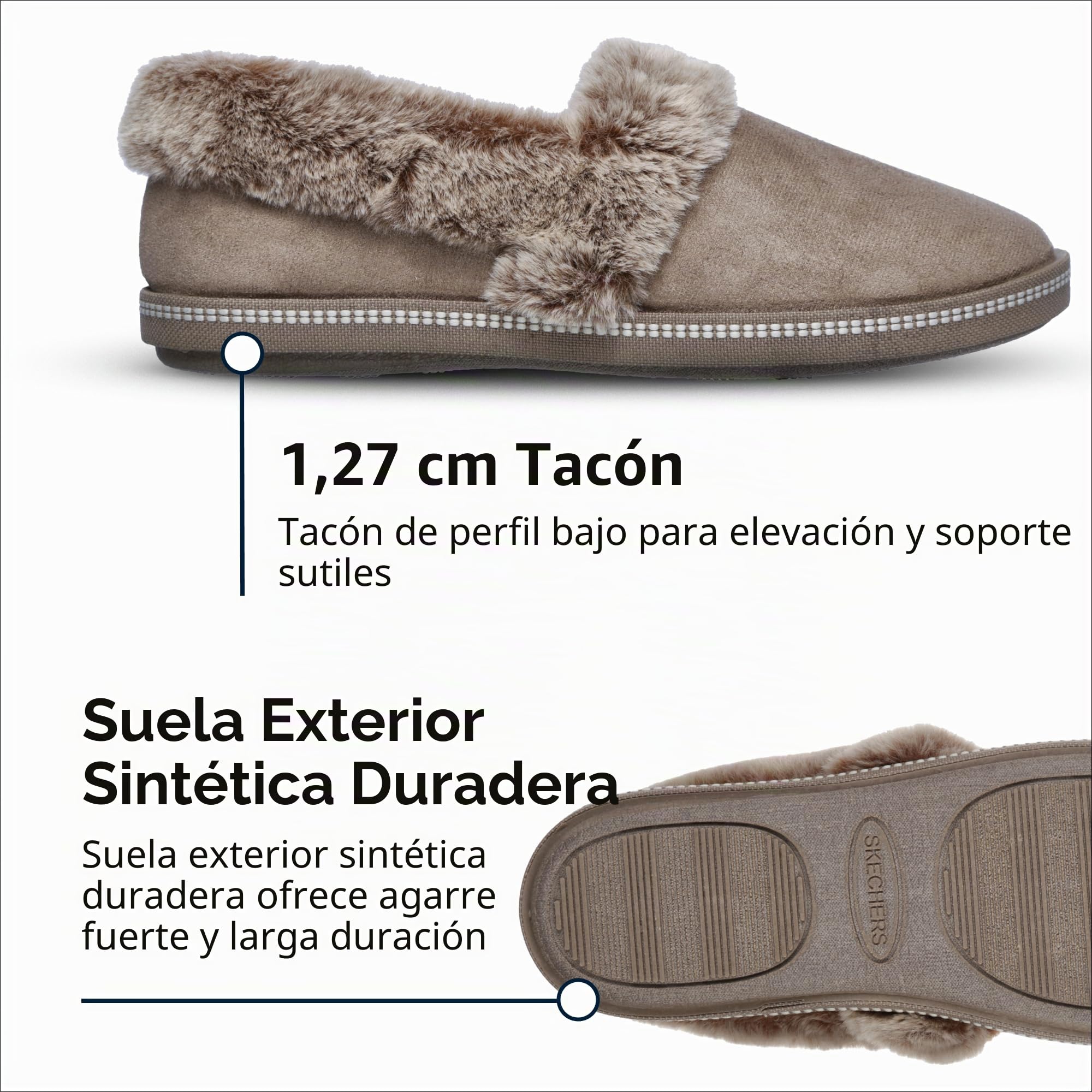 Skechers COZY CAMPFIRE TEAM TOASTY, Zapatilla baja para Mujer, Dark Taupe Microfiber Suede/ Faux Fur Line, 36 EU