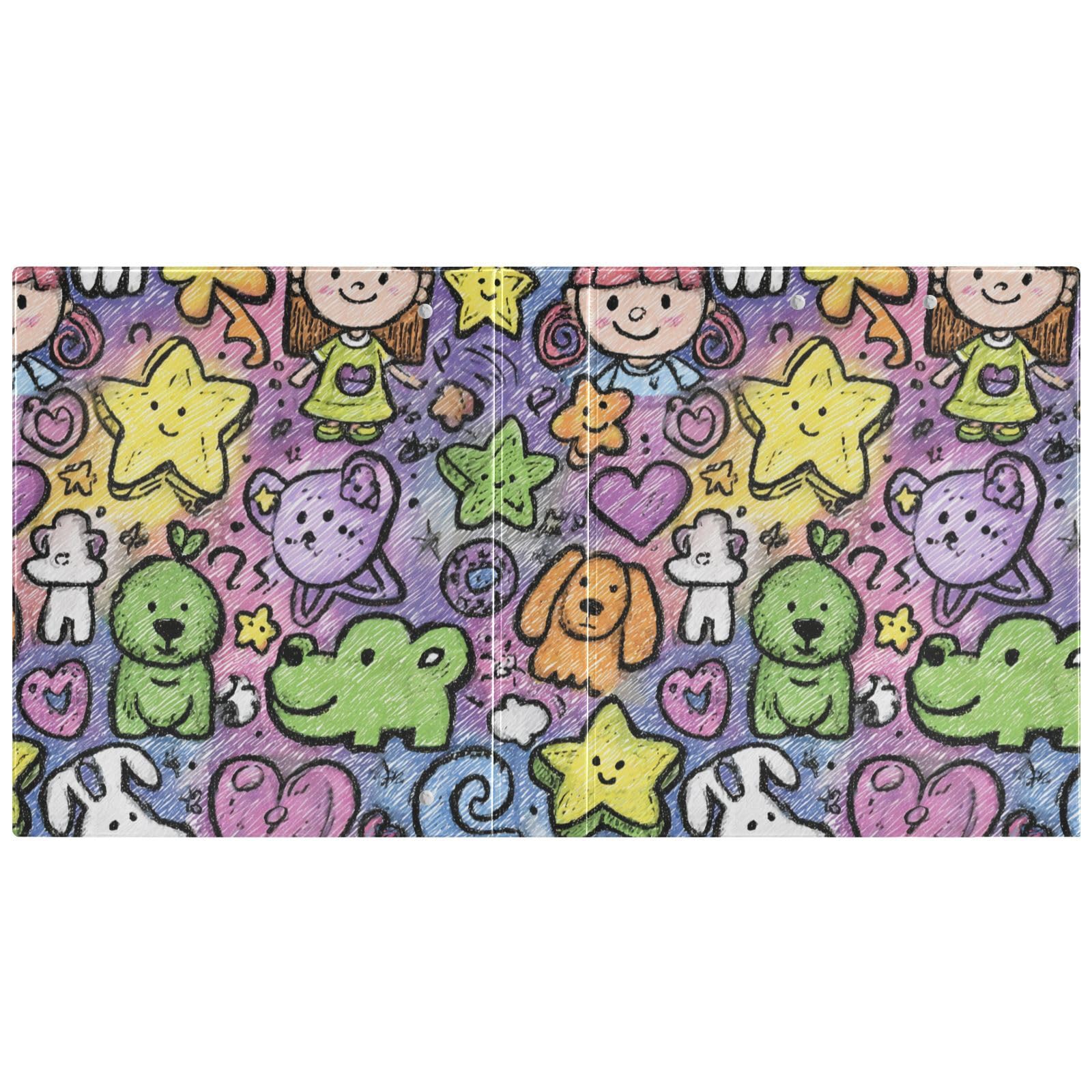 Classeur de 1,5 pouces crayon dessiné à la main chat étoile arc-en-ciel
