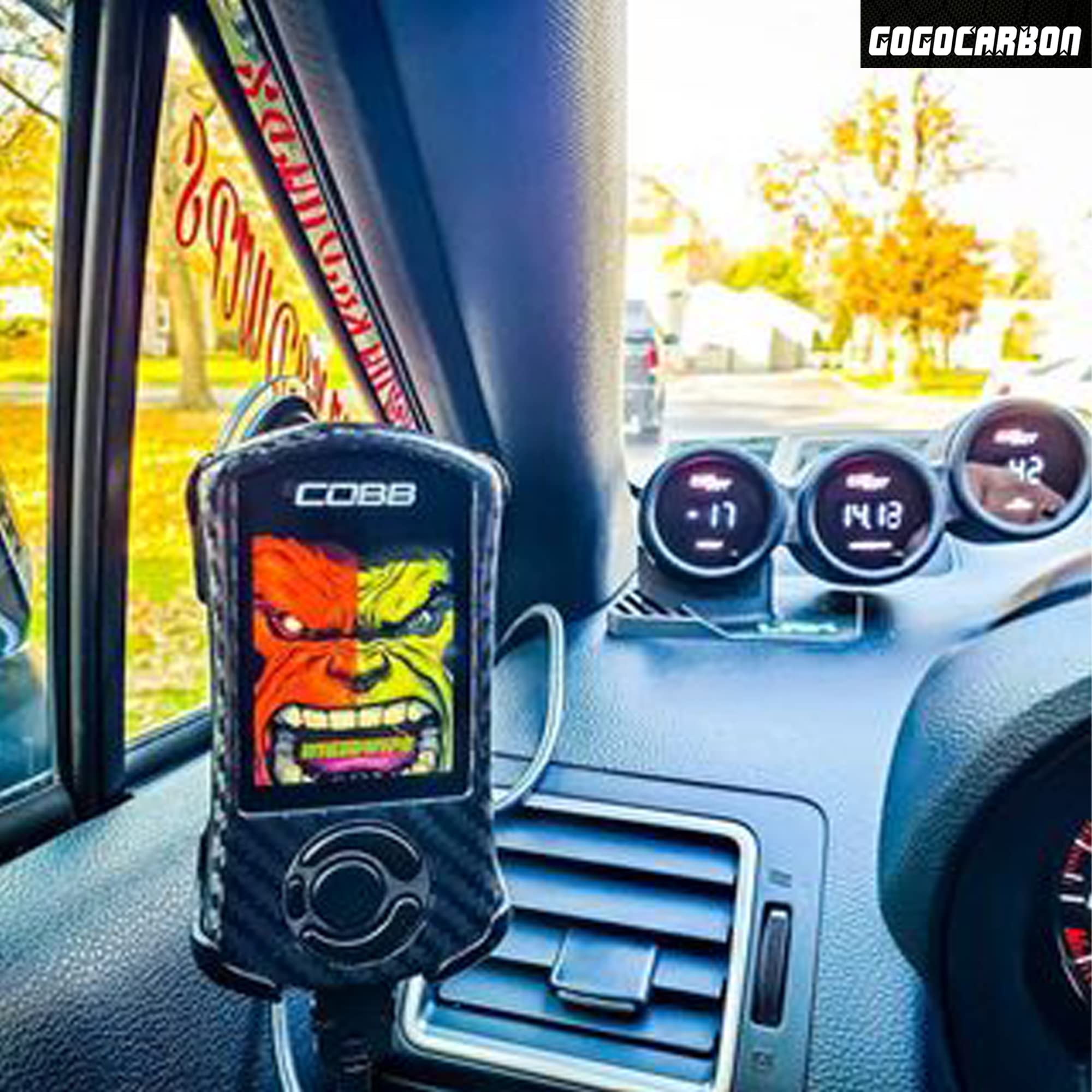 Prawdziwa sucha nakładka z włókna węglowego, dodatkowa osłona płyty czołowej, kompatybilna z Cobb Subaru ACCESSPORT V3 (AP3-SUB-004)