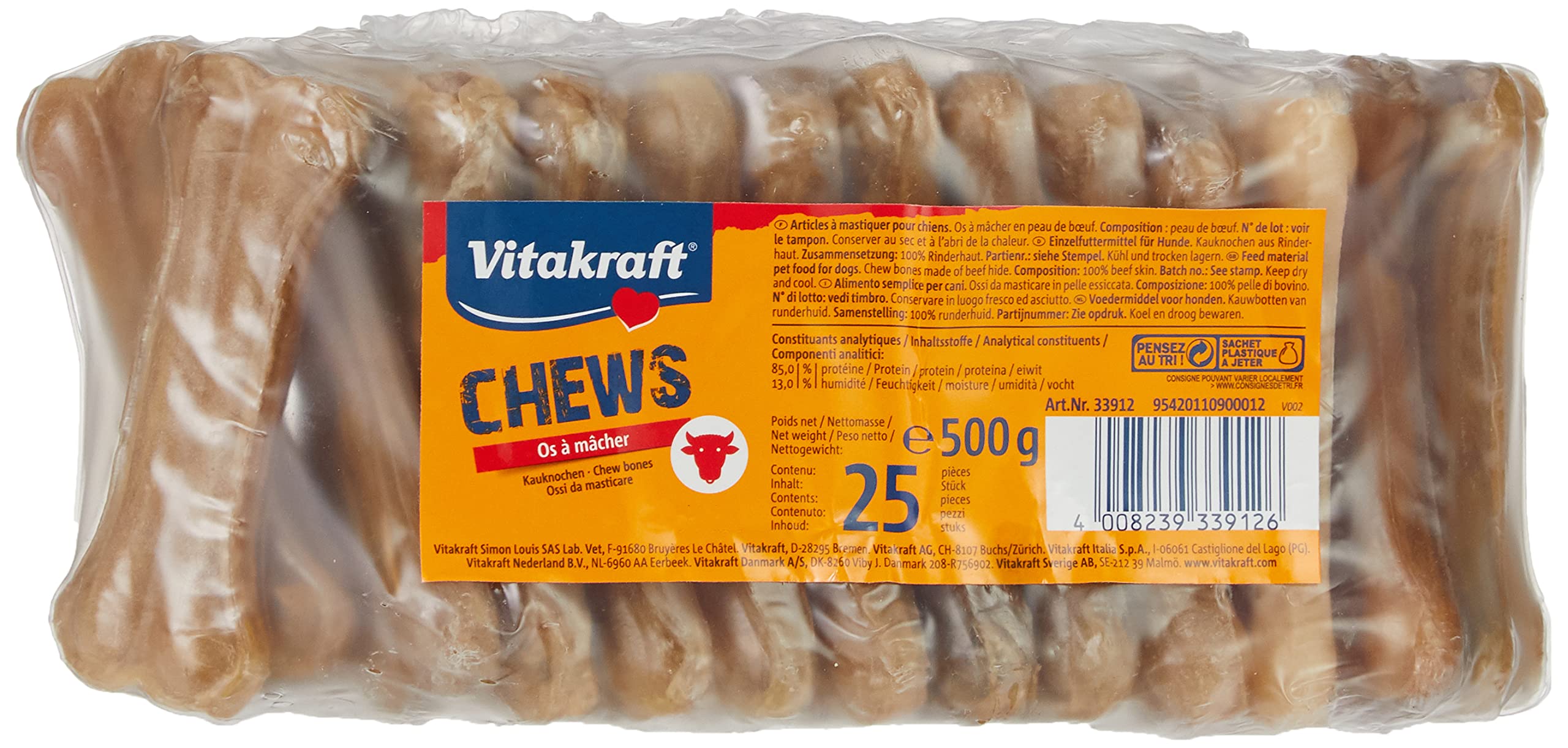 Vitakraft Chews - 25 ossa pressate al manzo per cani